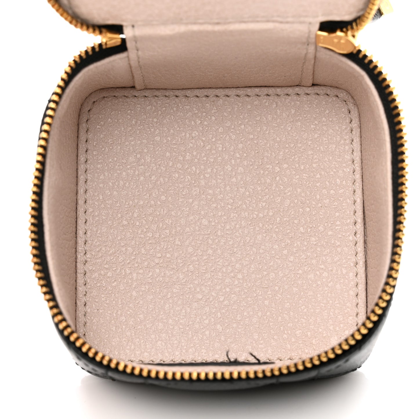 Grained Calfskin Cannage Mini Caro Jewelry Case Black