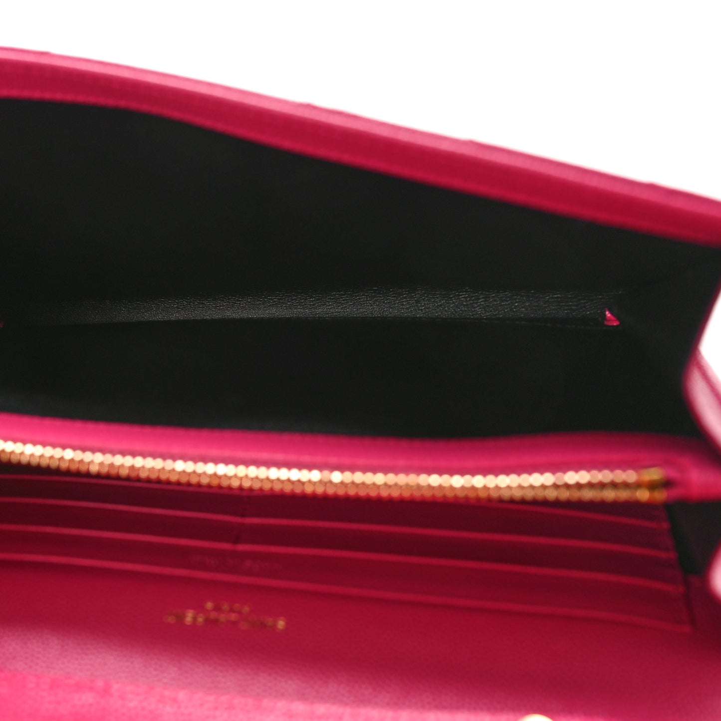 Grain De Poudre Matelasse Chevron Monogram Chain Wallet Lipstick Fuchsia