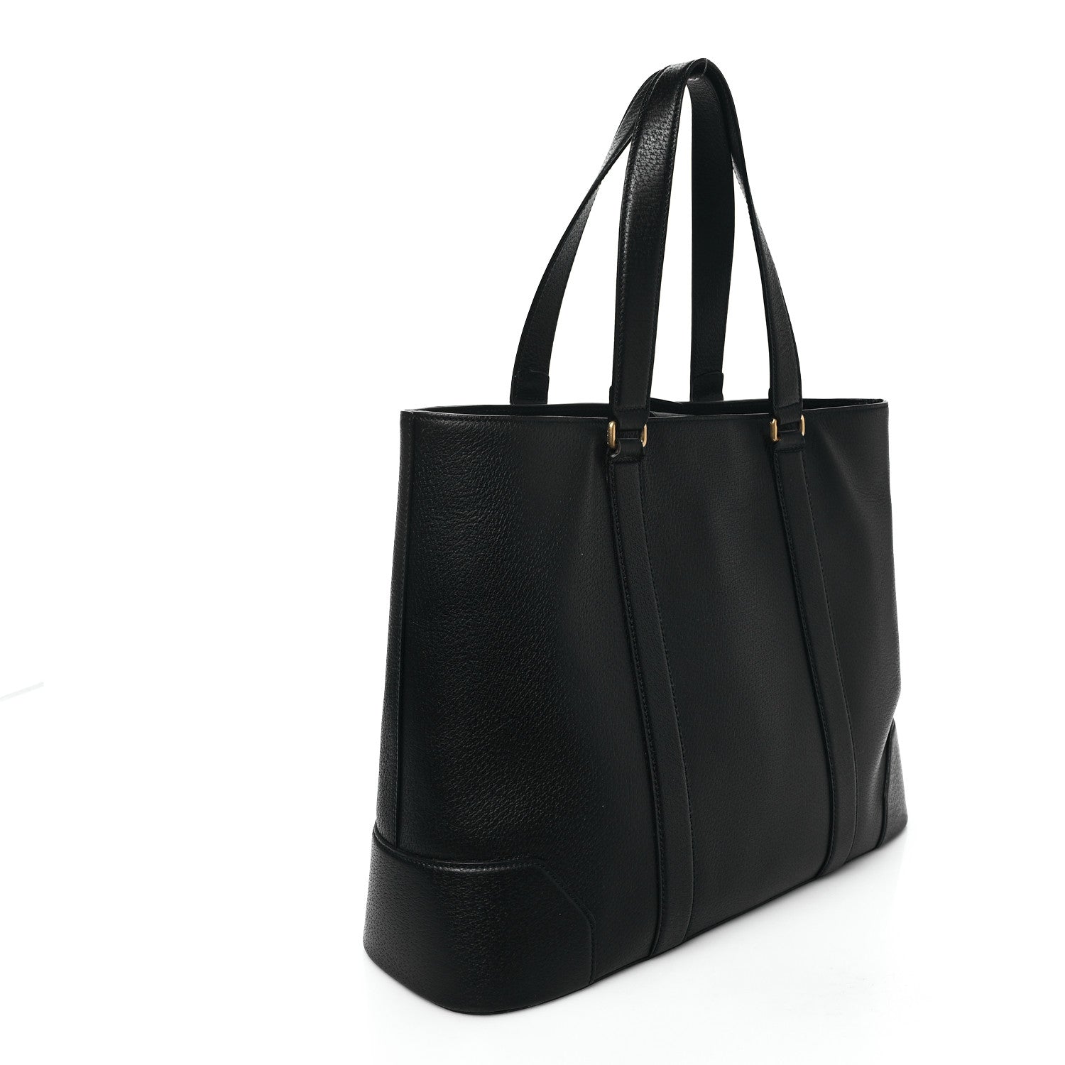 Gucci Textured Dollar Calfskin Web Tote Black 3 of 12