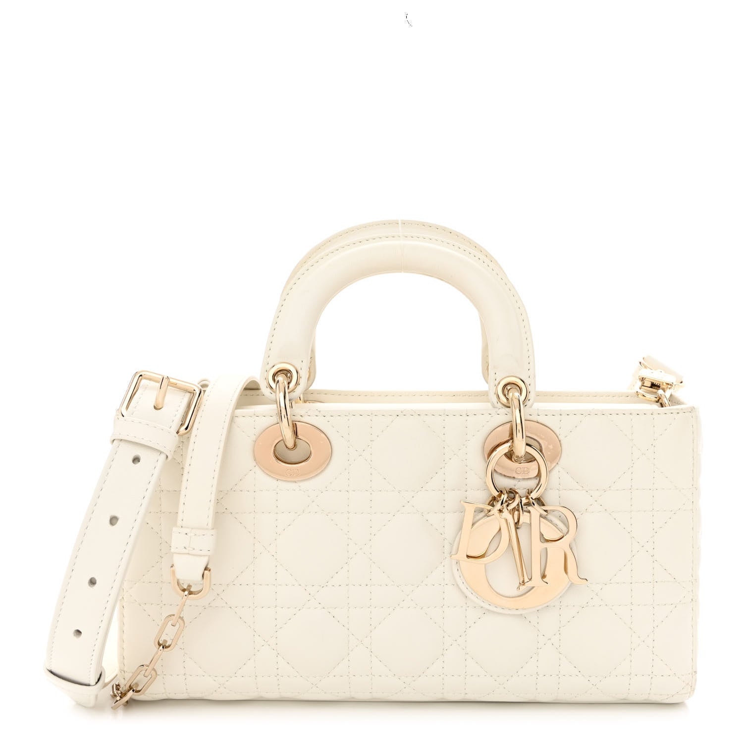 Christian Dior Lambskin Cannage Medium Lady D-Joy White 1272122