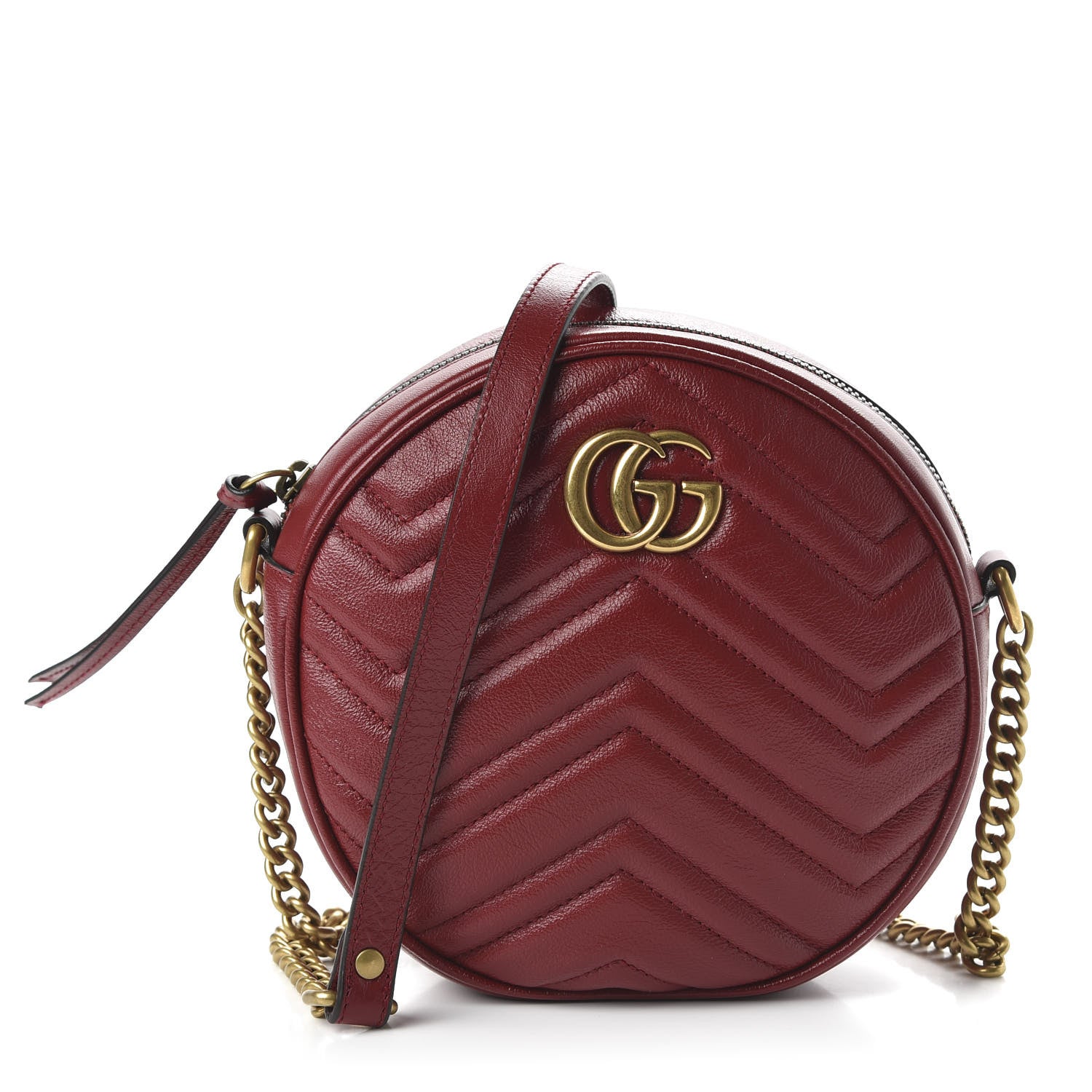 Gucci Glazed Calfskin Matelasse Heart Mini GG Marmont Round Shoulder Bag Romantic Cerise 1 of 10