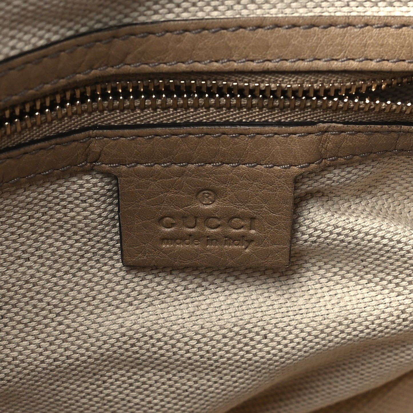 Pebbled Calfskin Small Soho Top Handle Satchel Camelia