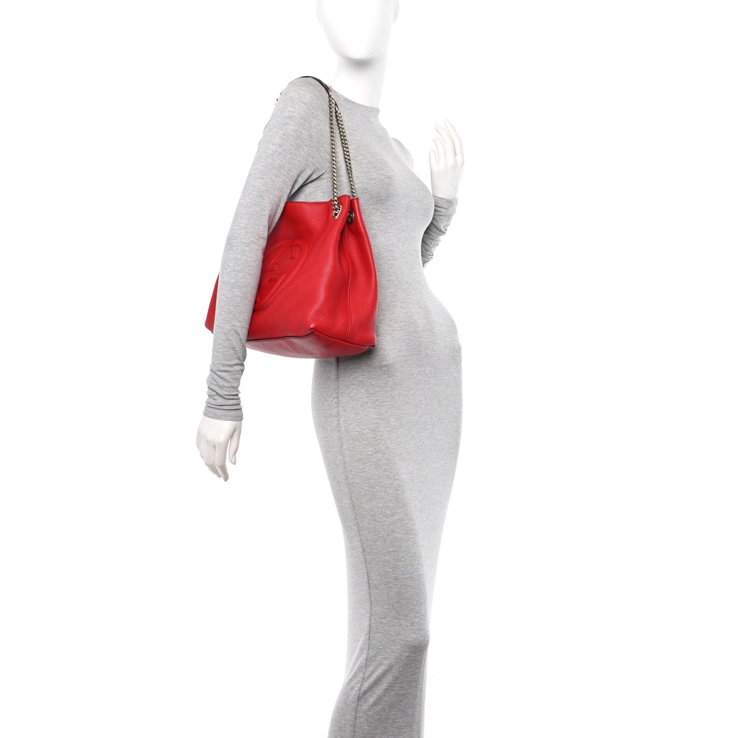 Pebbled Calfskin Medium Soho Chain Shoulder Bag Tabasco Red