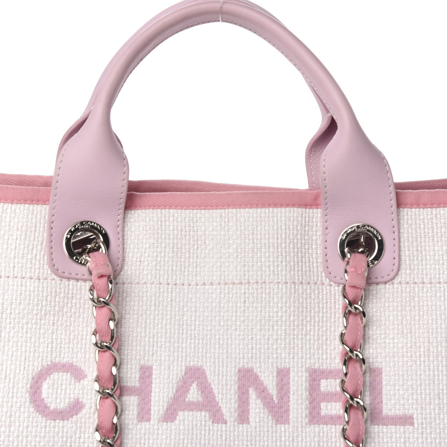 Woven Straw Raffia Medium Deauville Tote Pink