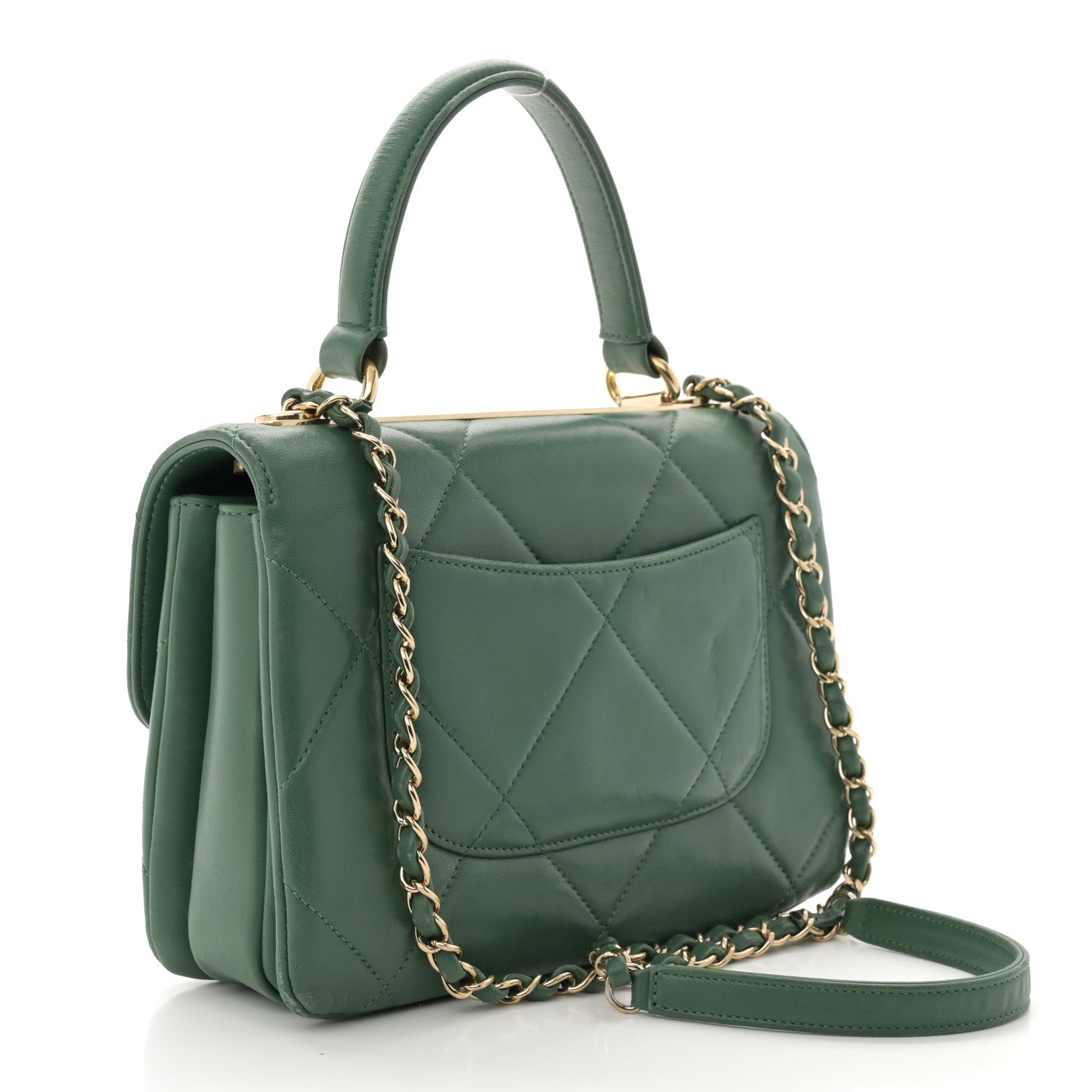 Chanel Lambskin Quilted Small Trendy CC Flap Dual Handle Bag Green 3 of 14