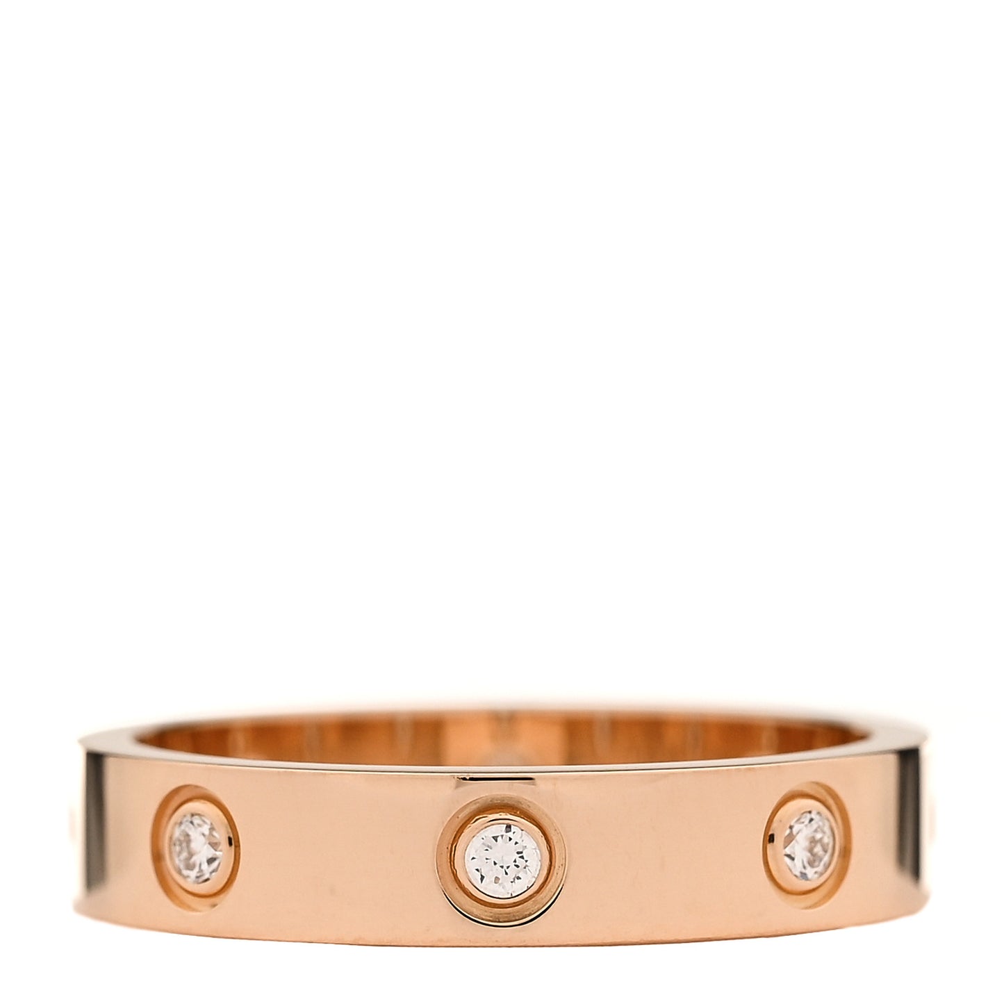 18K Pink Gold 8 Diamond 4mm LOVE Wedding Band Ring 53 6.5