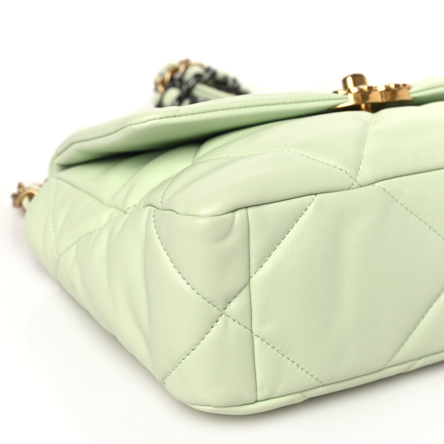 Lambskin Quilted Medium Chanel 19 Flap Light Green