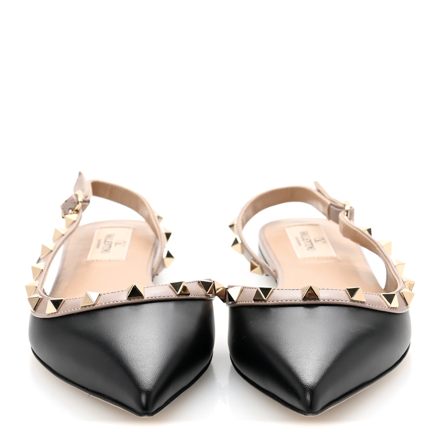 Nappa Rockstud Slingback Flats 37.5 Black Poudre