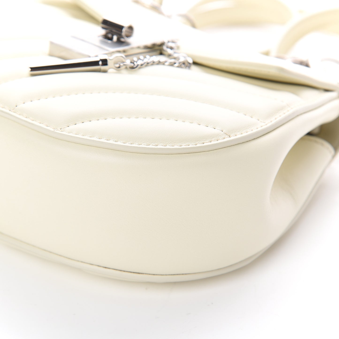 Calfskin Quilted Mini Drew Bijou Shoulder Bag Natural White