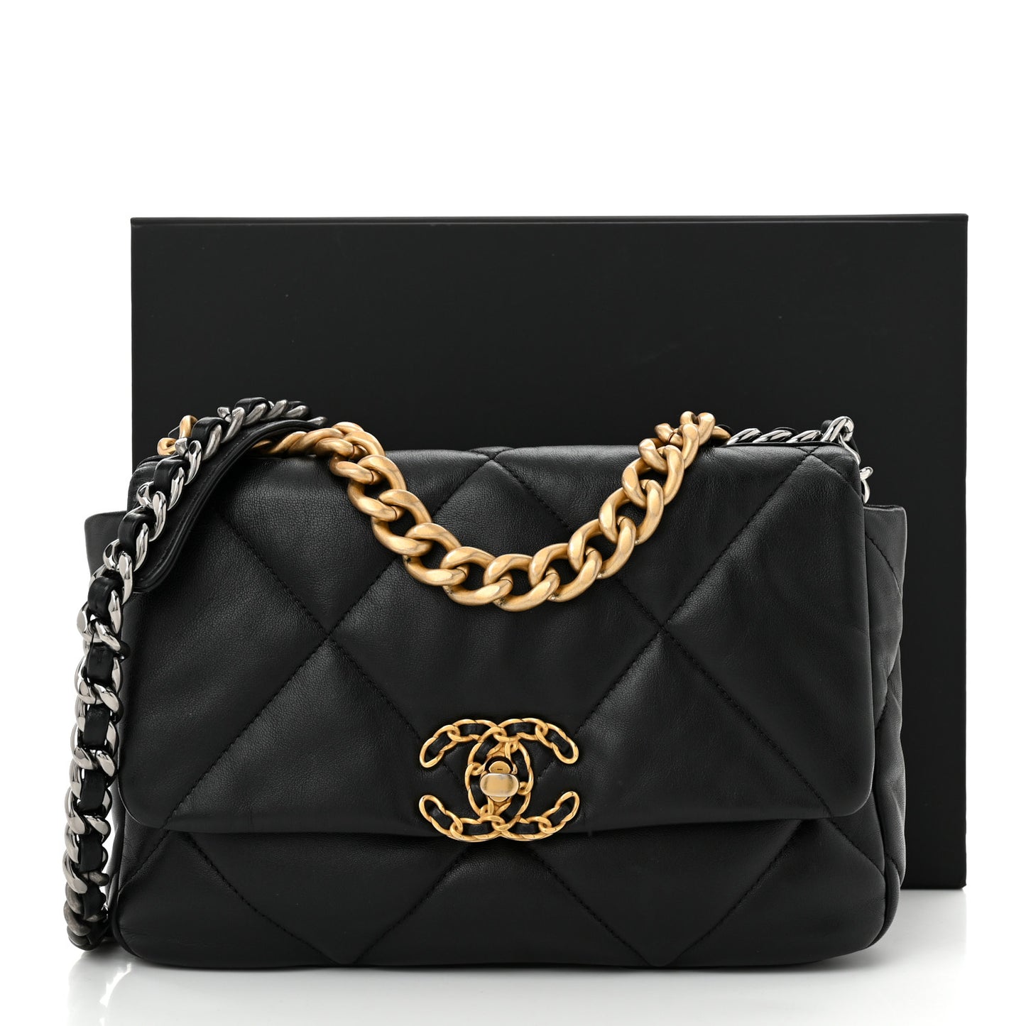 Lambskin Quilted Medium Chanel 19 Flap Black