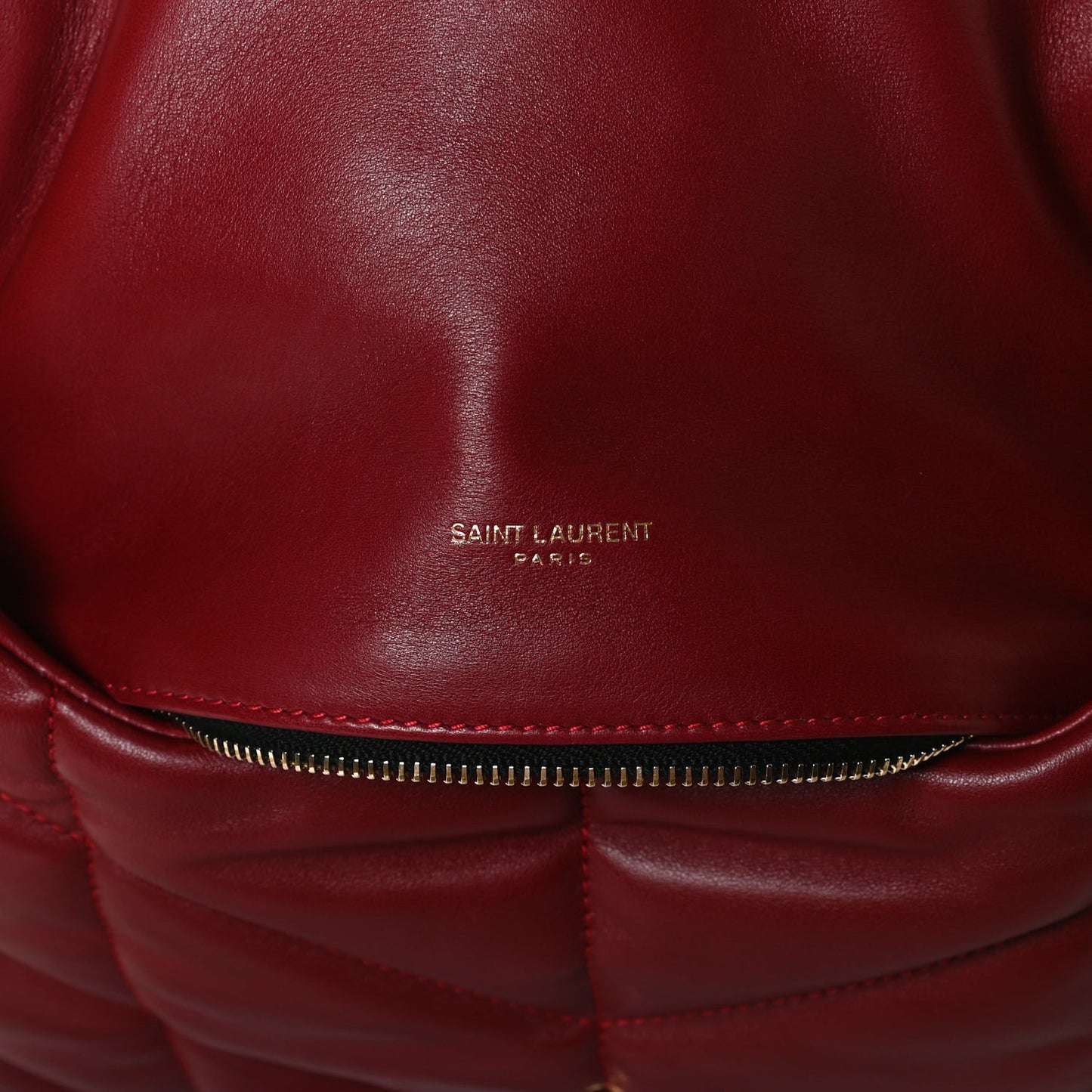 Lambskin Quilted Small Loulou Puffer Monogram Chain Satchel Opyum Red