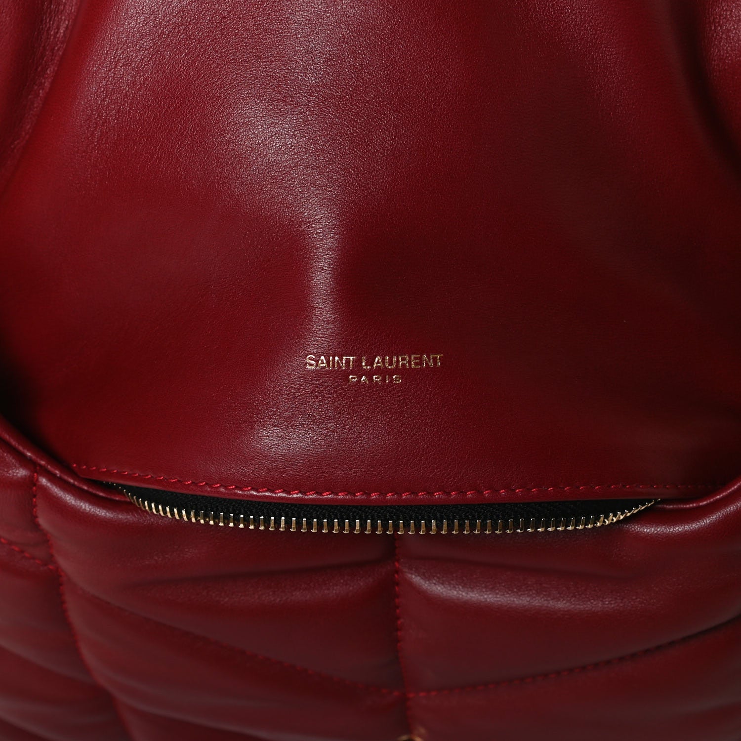 Saint Laurent Lambskin Quilted Small Loulou Puffer Monogram Chain Satchel Opyum Red 7 of 13