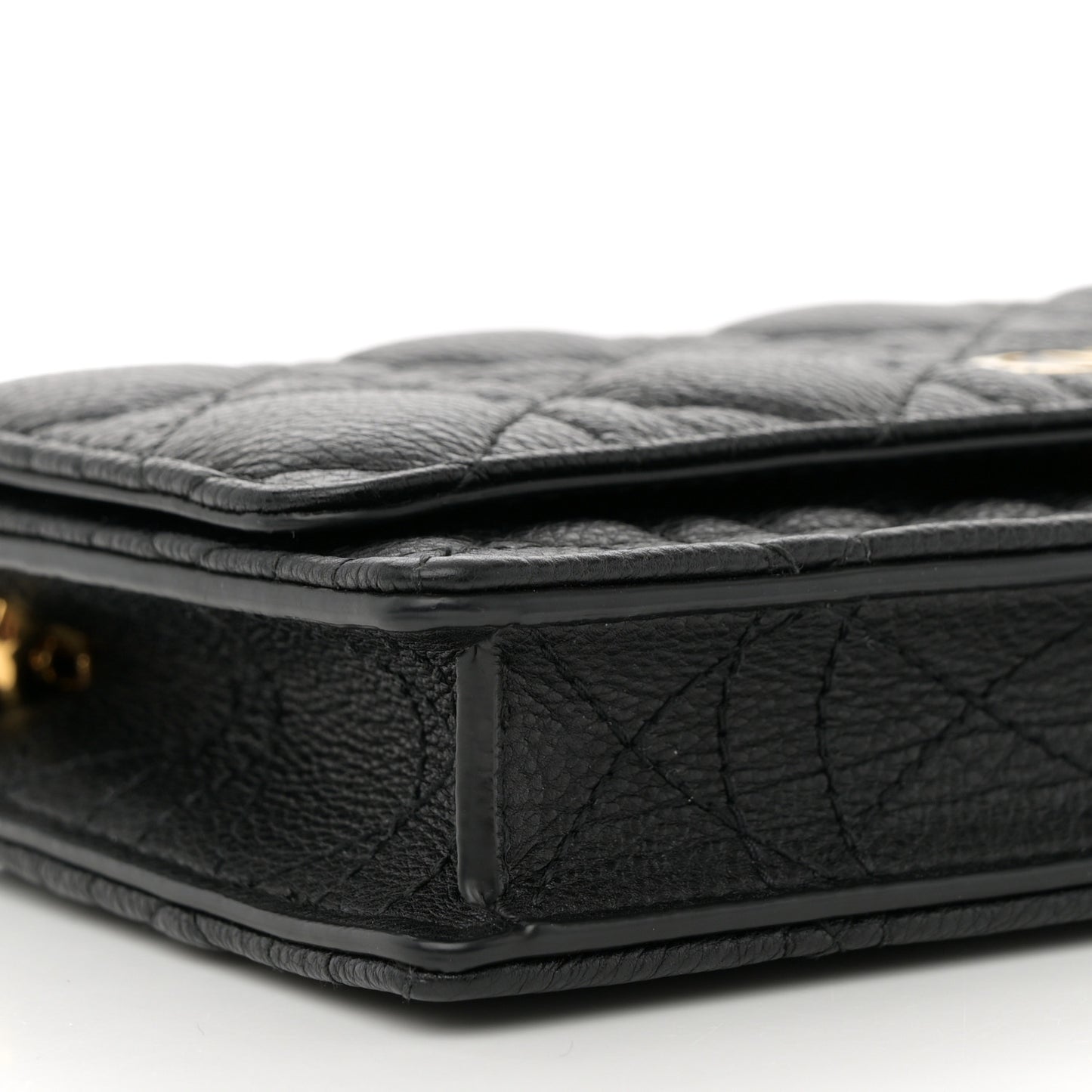 Supple Calfskin Caro Pouch with Chain Black