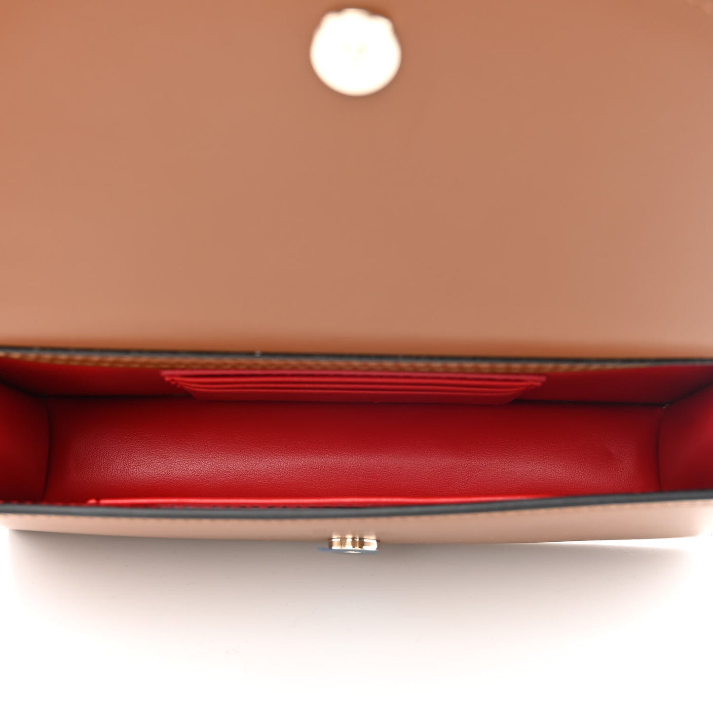 Metallic Calfskin Loubi54 Crossbody Clutch Biscotto
