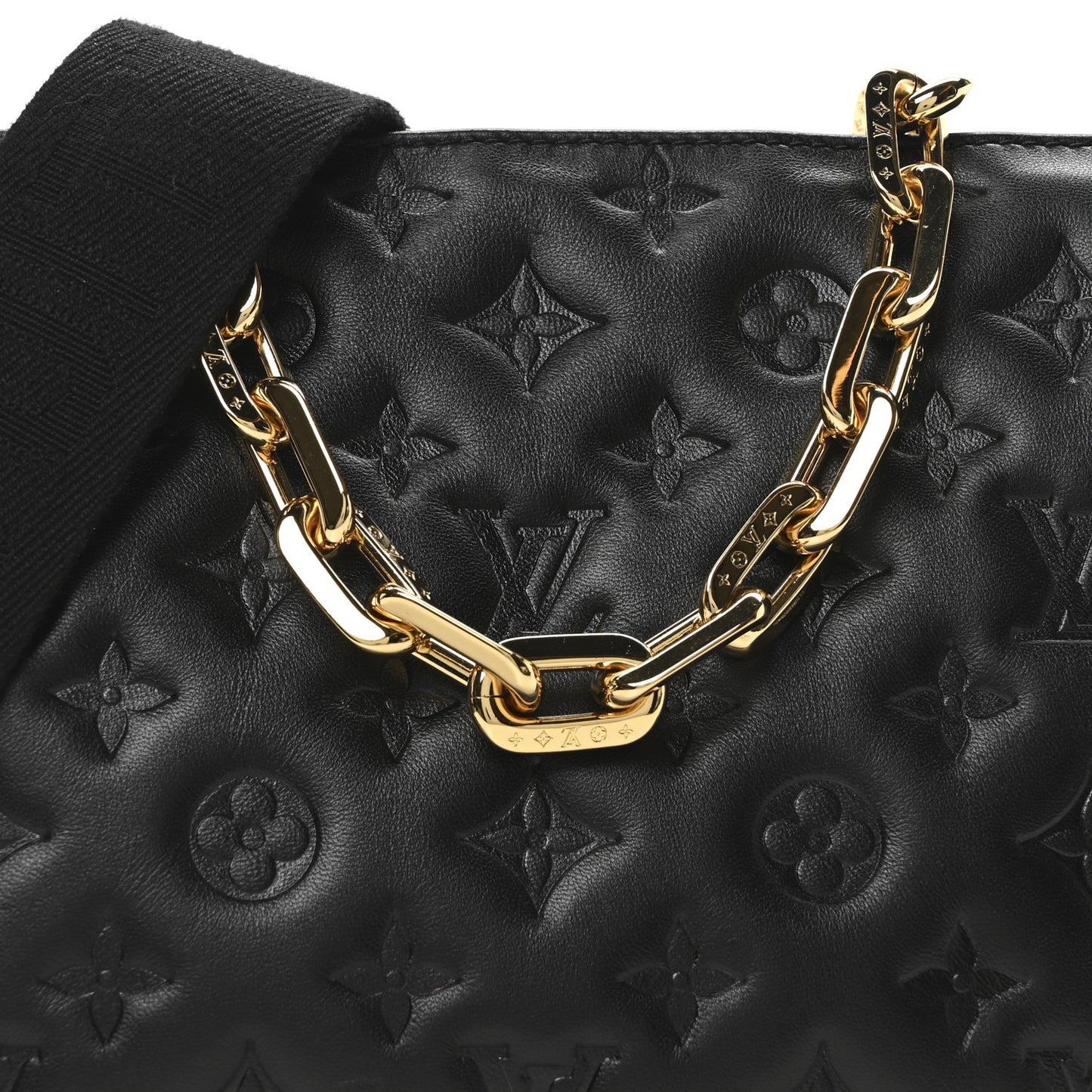 Lambskin Embossed Monogram Coussin PM Black