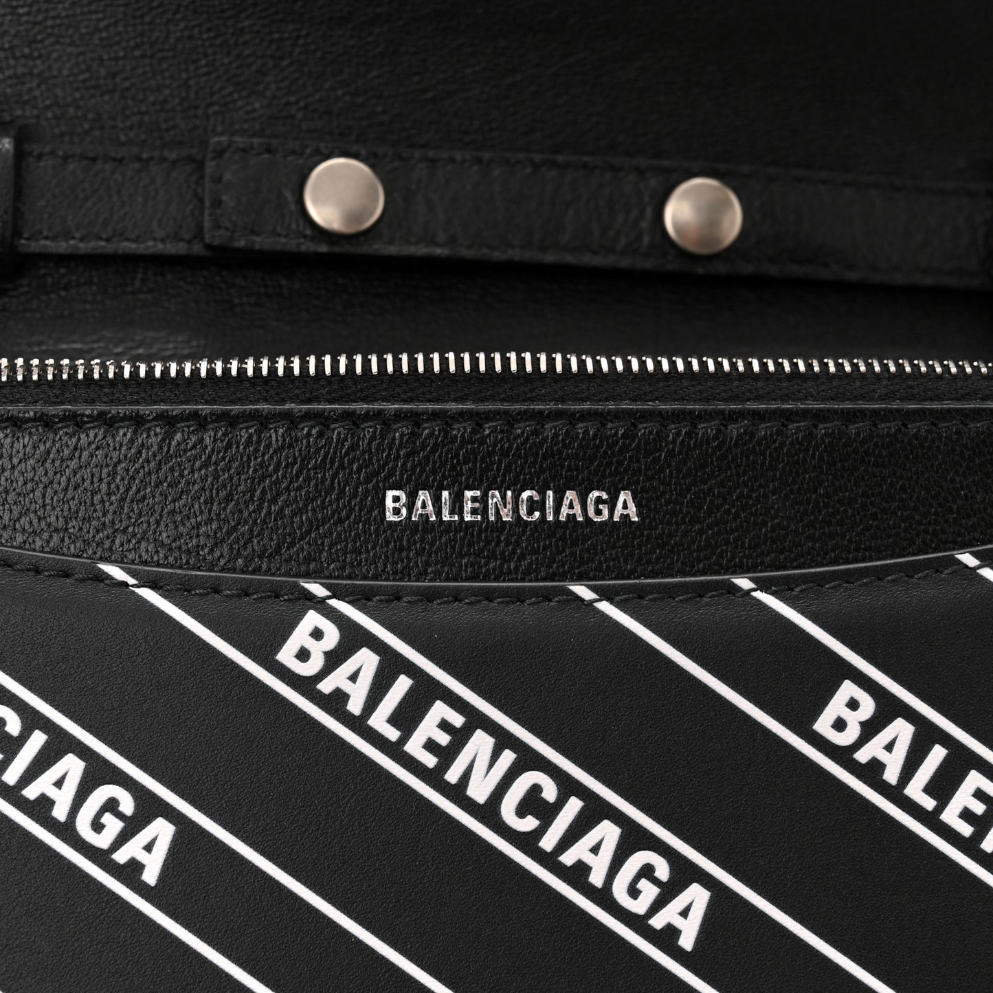 Matte Calfskin Diagonal Allover Logo Print B Wallet on Chain Black White