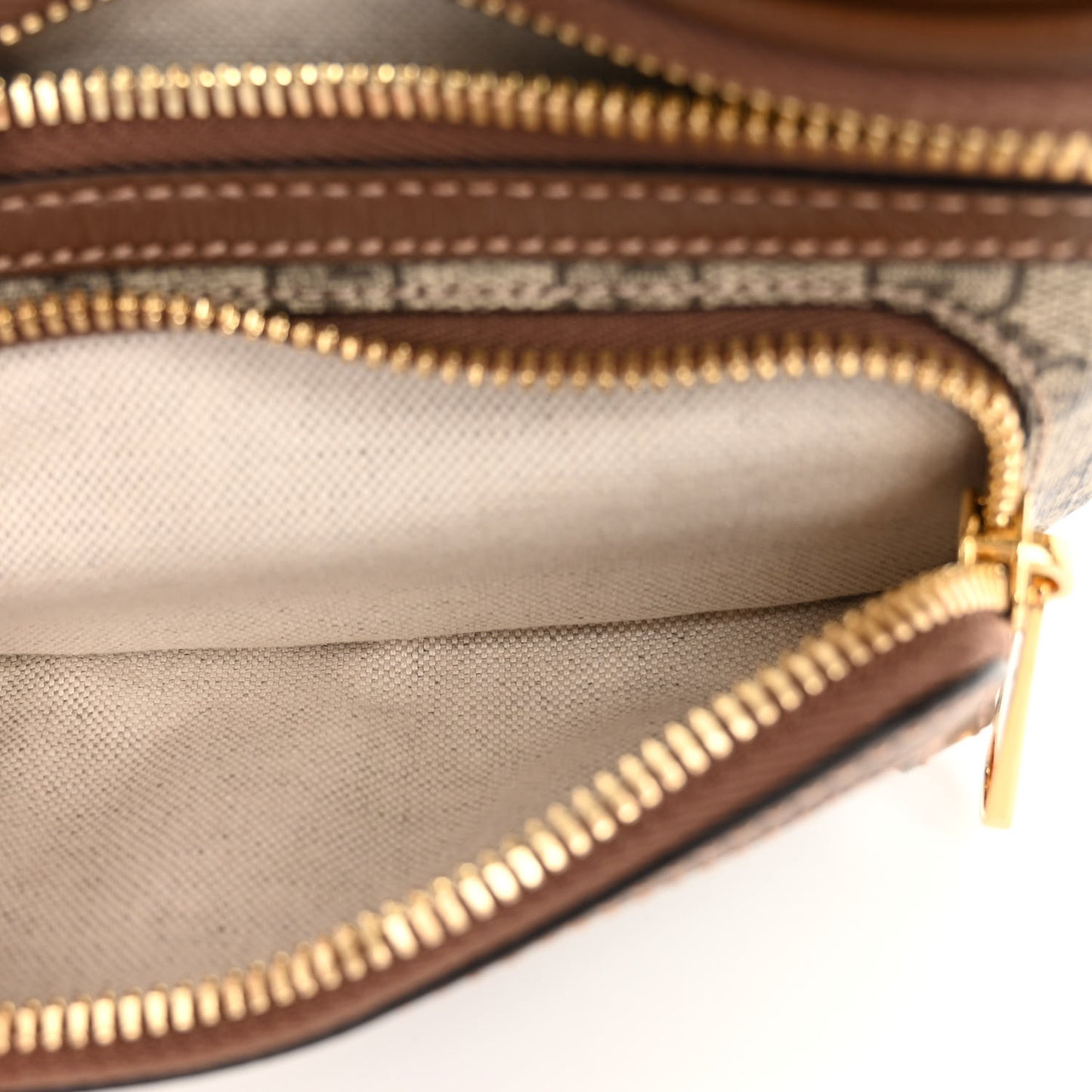 GG Supreme Monogram Textured Calfskin Retro Interlocking G Belt Bag Beige Ebony Brown Sugar