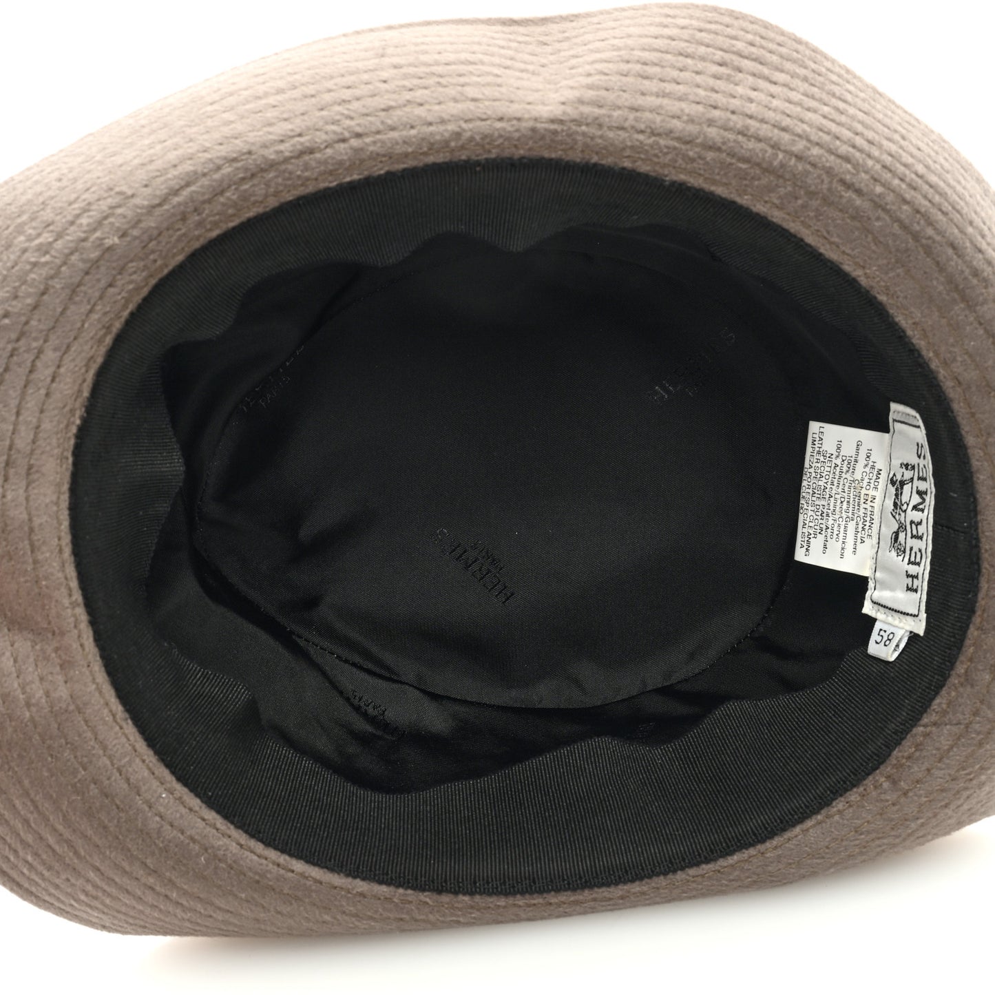 Cashmere Deerskin Funk Drap Hat 58 Ecorce Marron