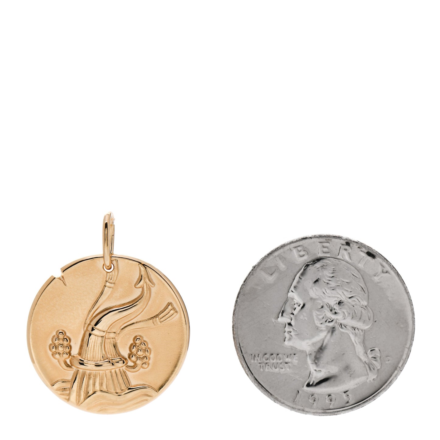 18K Yellow Gold Zodiac Aquarius Pendant