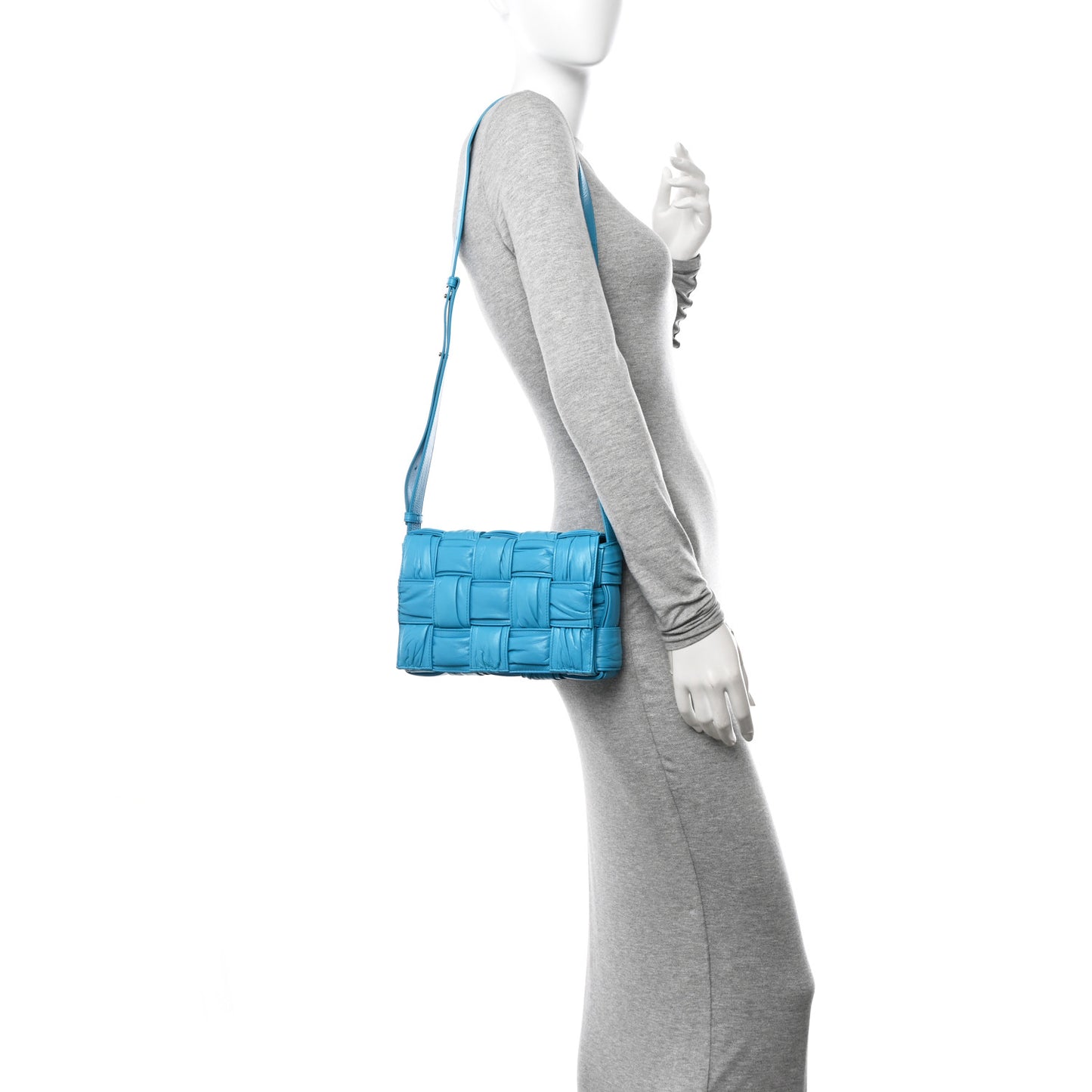 Calfskin Intreccio Plisse Cassette Crossbody Bag Pool