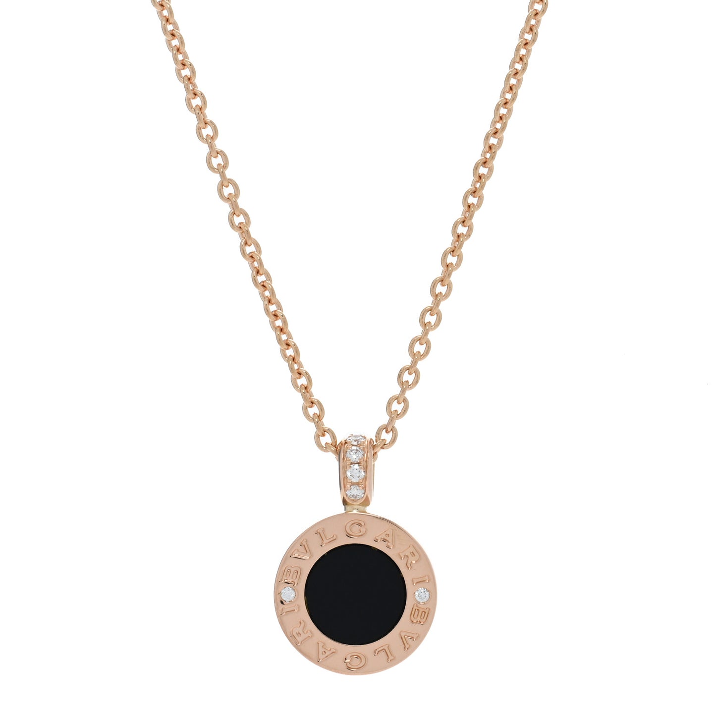 18K Rose Gold Diamond Black Onyx Mother of Pearl BVLGARI BVLGARI Pendant Necklace