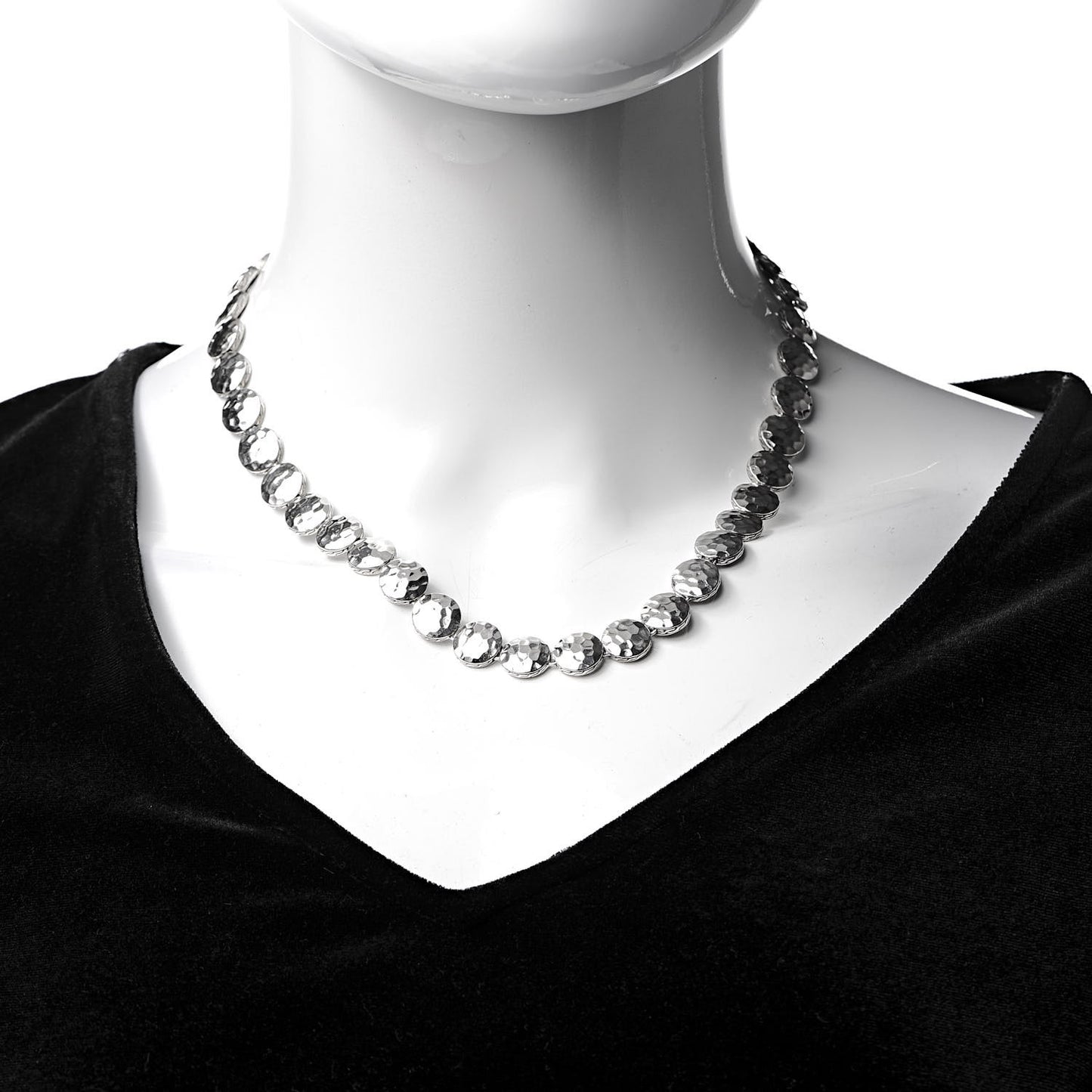 Sterling Silver Dot Hammered Link Necklace