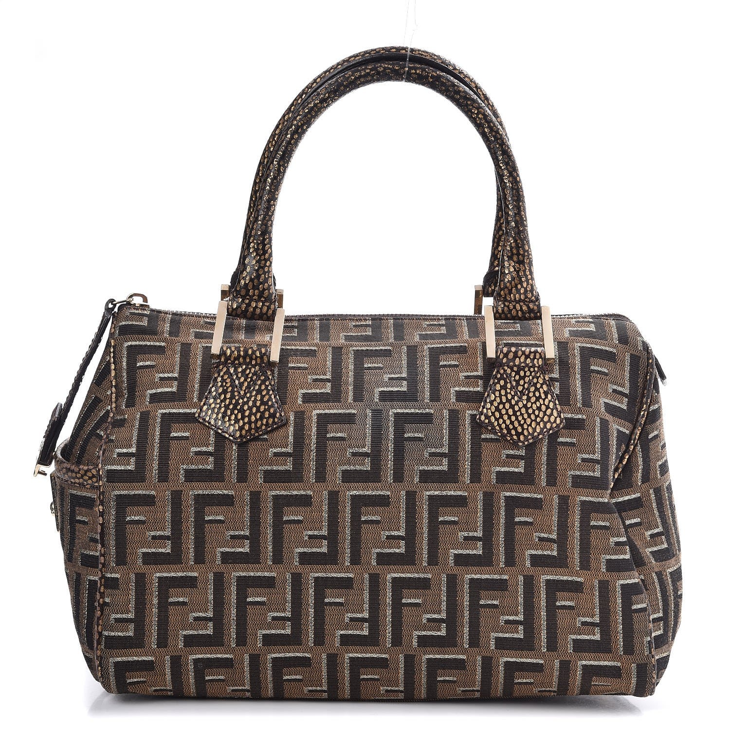 FENDI テリリン ブランケット Fendi Unisex Zucca Zippered Large Clutch Grey Gold