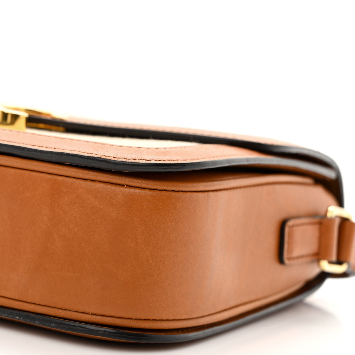 Textile Natural Calfskin Medium Triomphe Bag White Tan