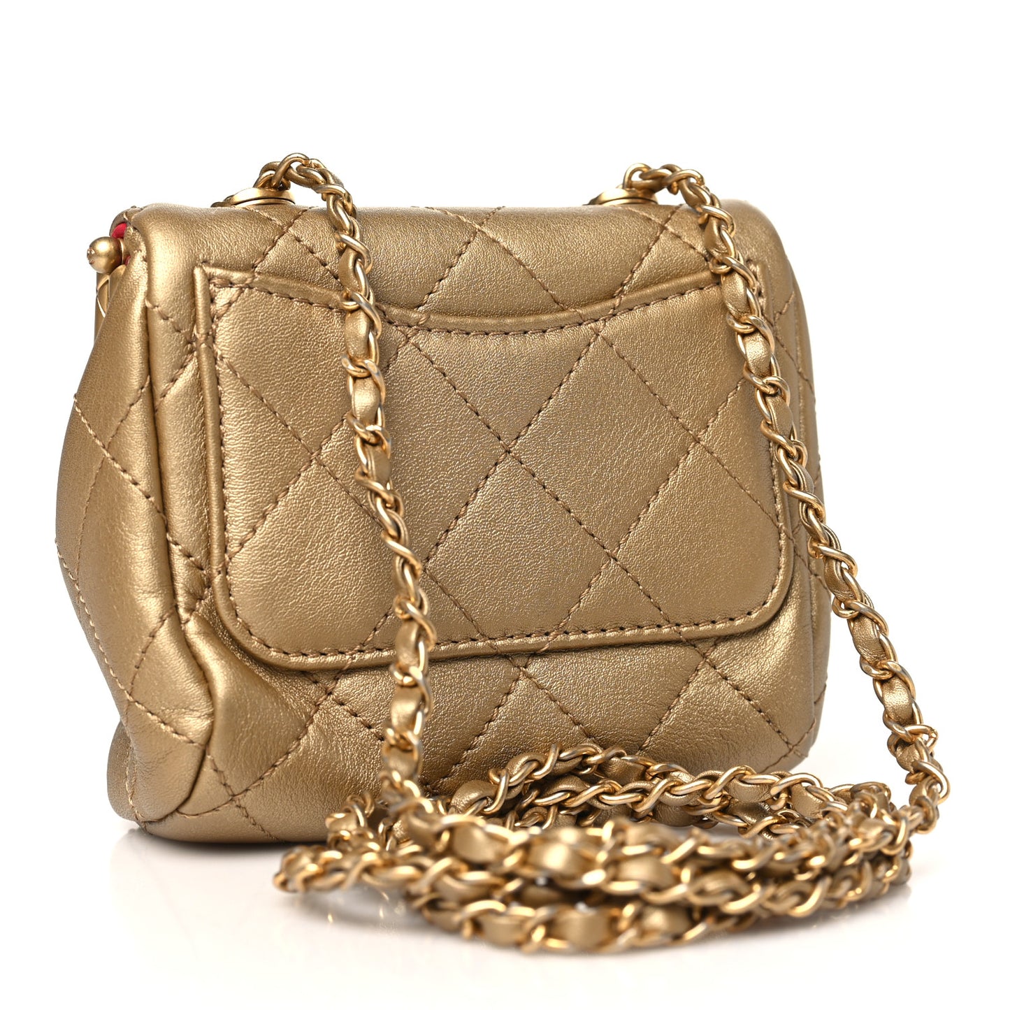 Metallic Lambskin Quilted Micro My Crush Bag Gold