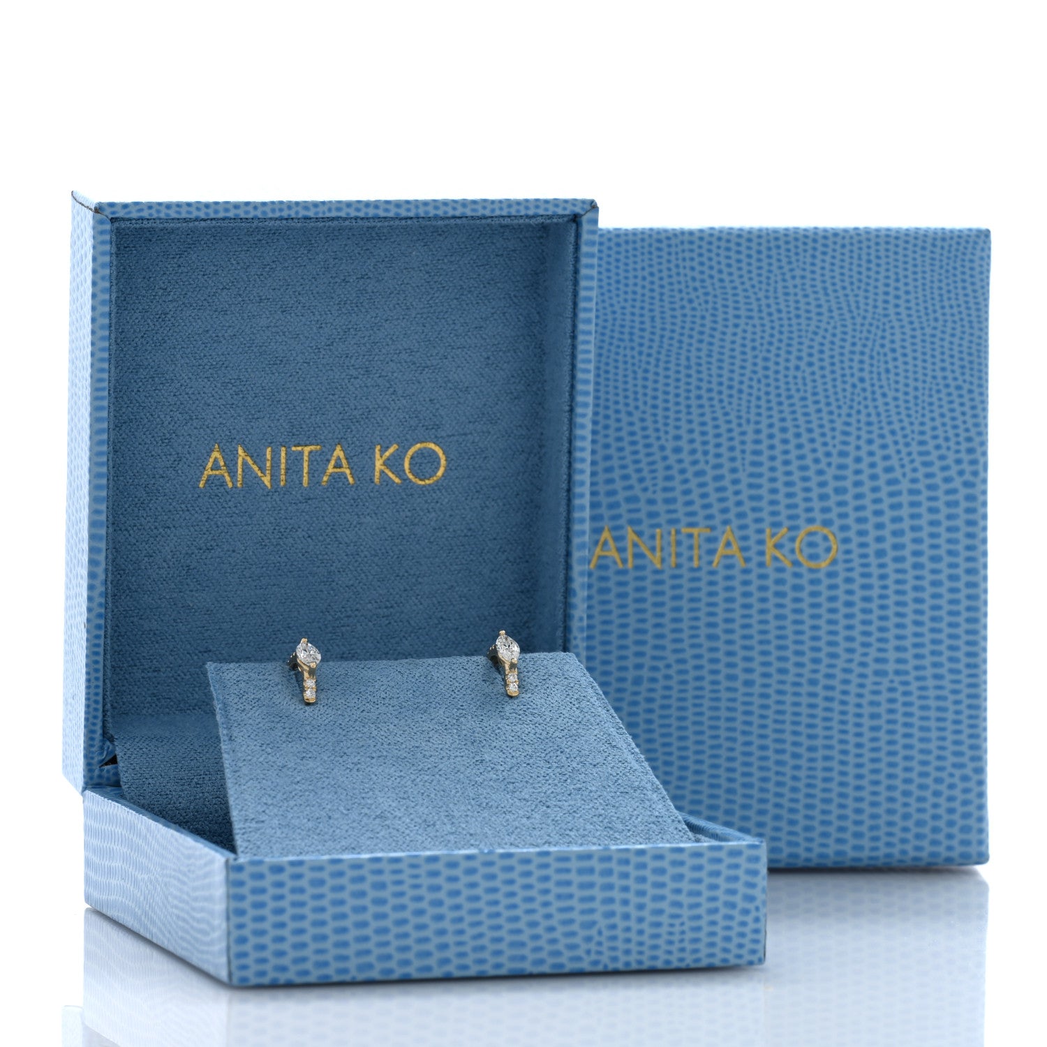 Anita Ko 18K Yellow Gold Diamond Marquise Center Huggie Earrings 5 of 5