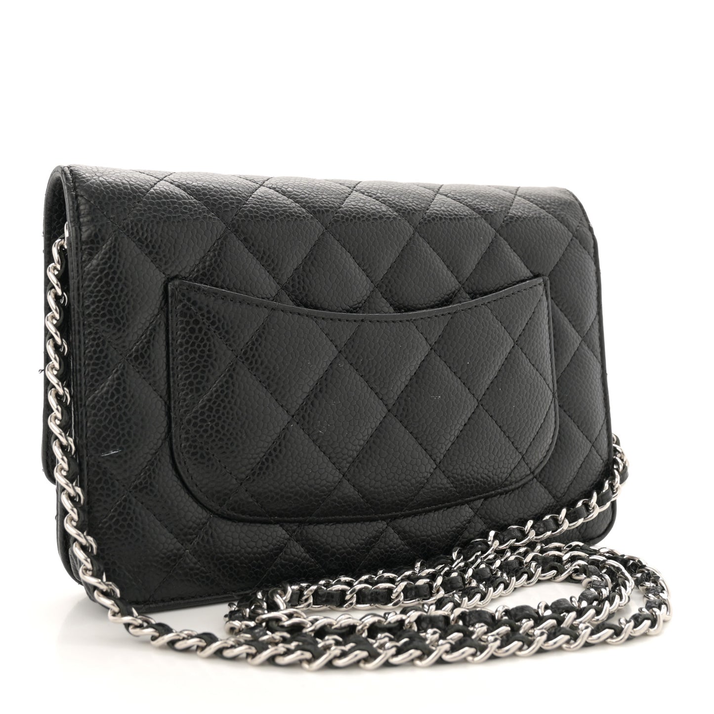 Caviar Quilted Wallet on Chain WOC Black