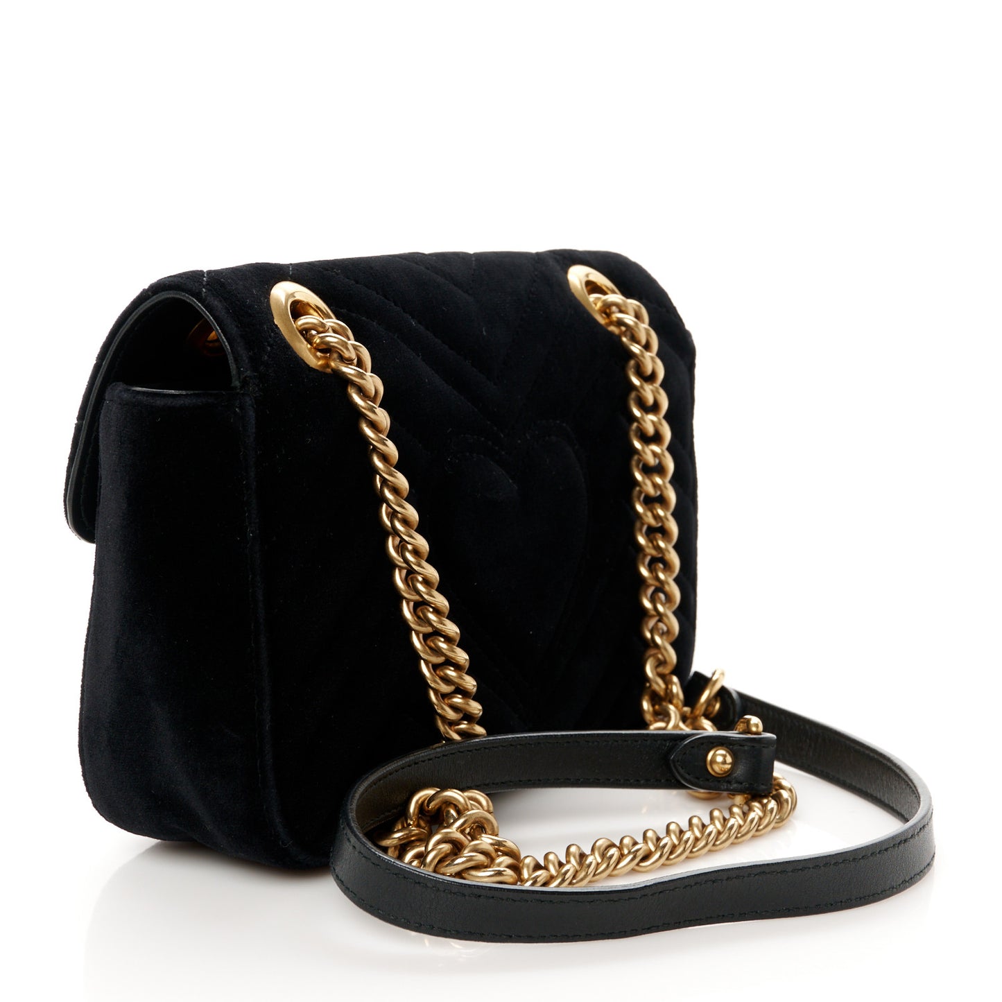 Velvet Matelasse Mini GG Marmont Shoulder Bag Black