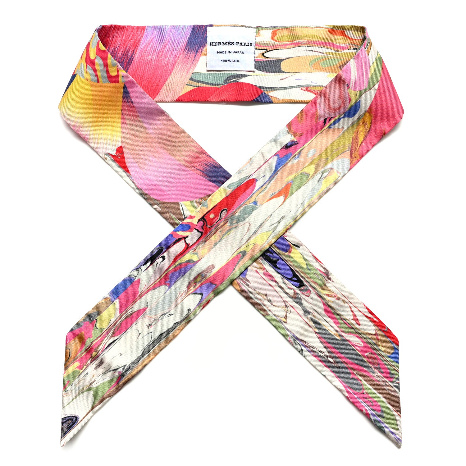 Hermes Silk Marble Silk Twilly Rose Vert Violet 1 of 5