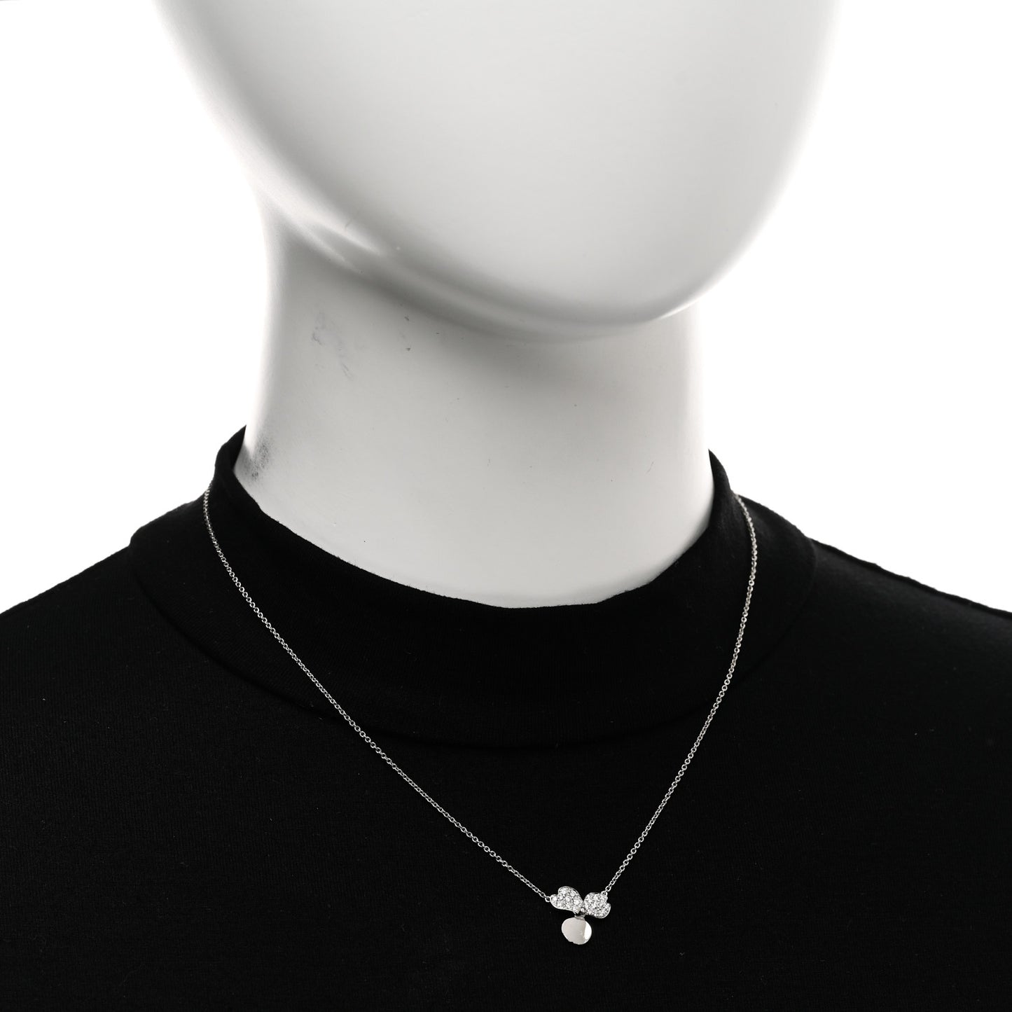 Platinum Diamond .17ctw Small Paper Flowers Pendant Necklace