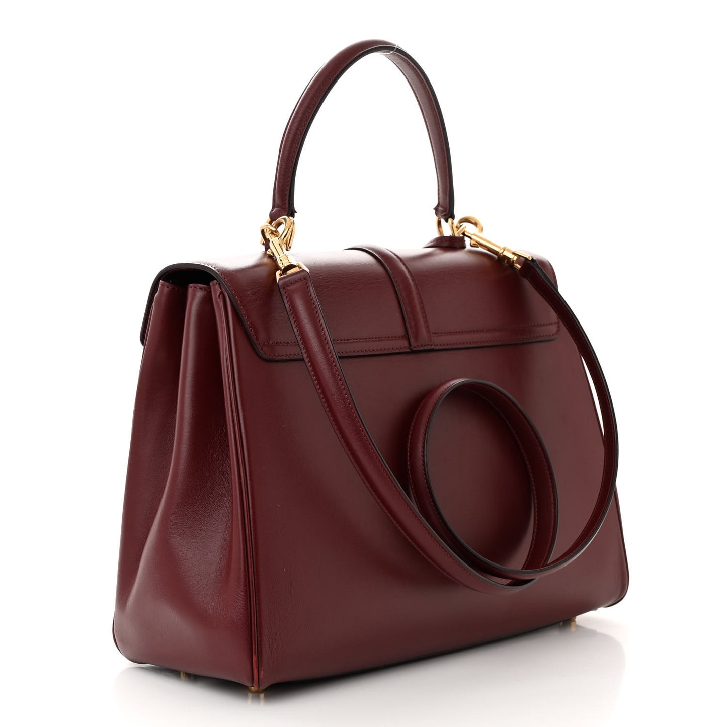 Satinated Calfskin Medium 16 Top Handle Bag Light Burgundy