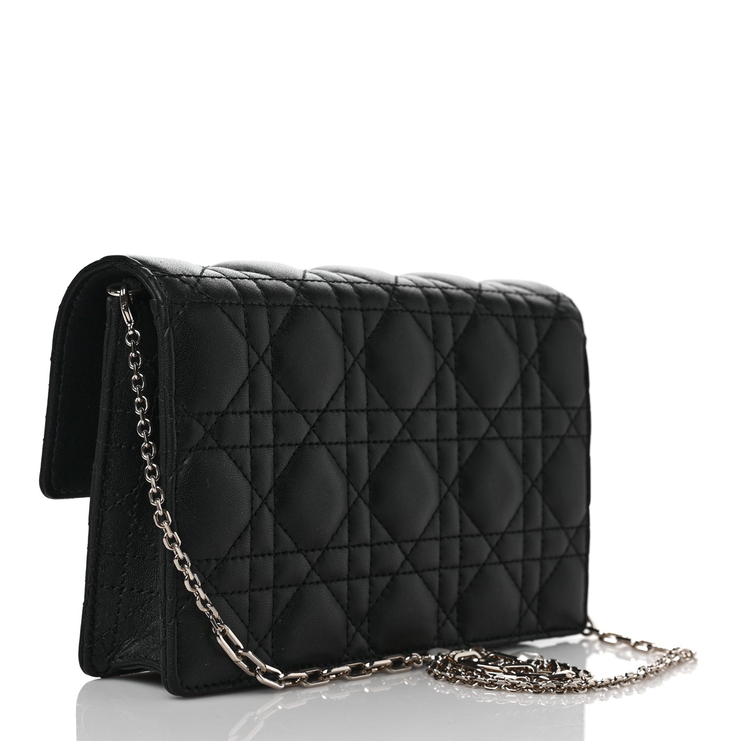 Lambskin Cannage Lady Dior Chain Pouch Black