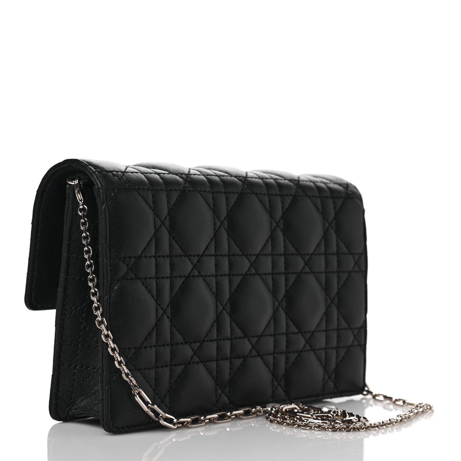 Christian Dior Lambskin Cannage Lady Dior Chain Pouch Black 2 of 9
