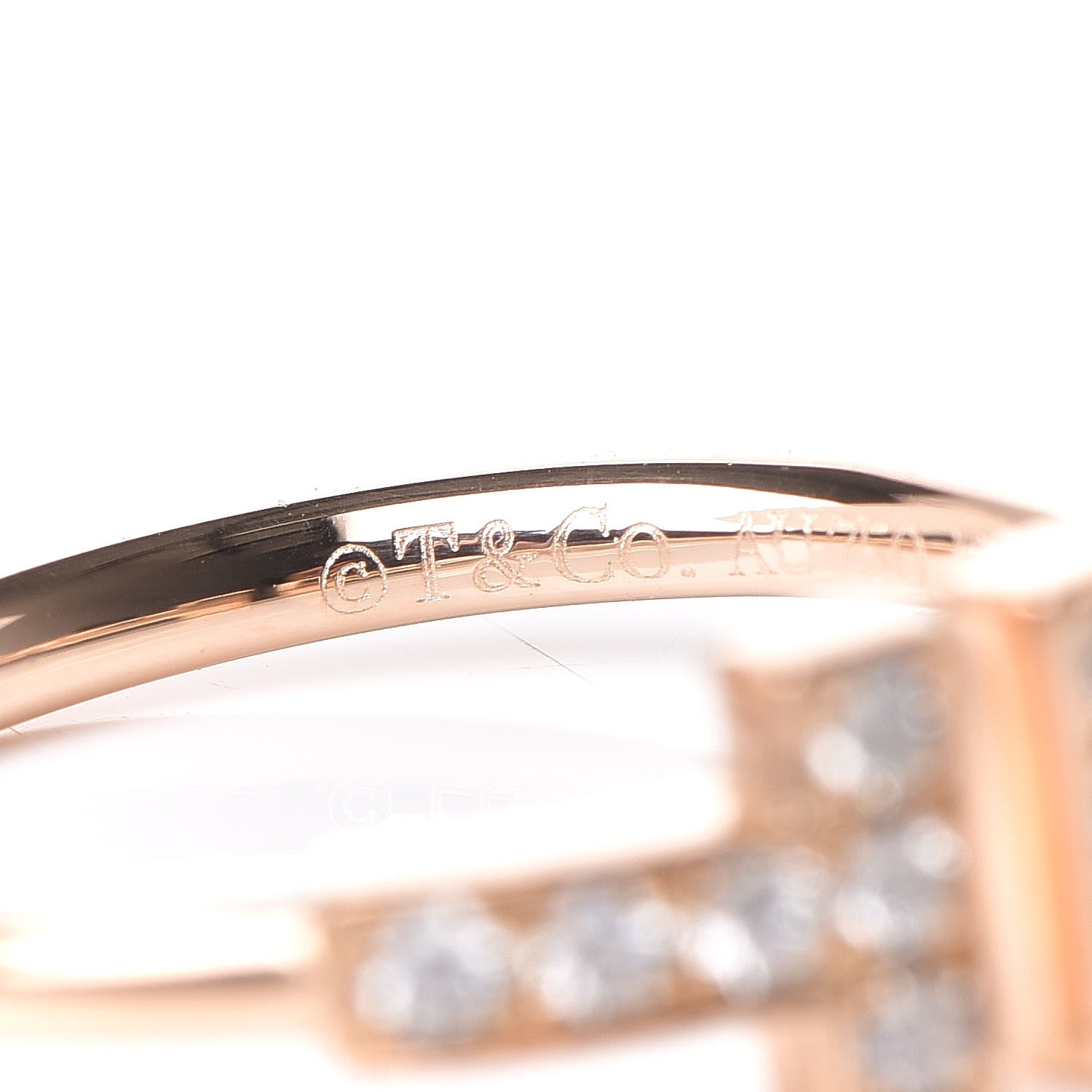 Tiffany 18K Rose Gold Diamond T Wire Ring 46 3.75 6 of 6