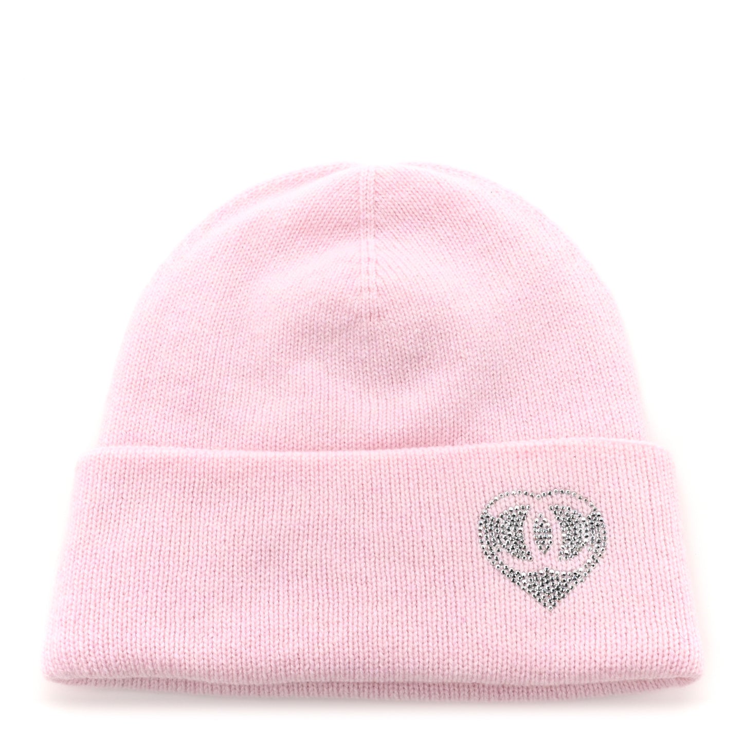 Cashmere Crystal CC Heart Beanie Hat Light Pink