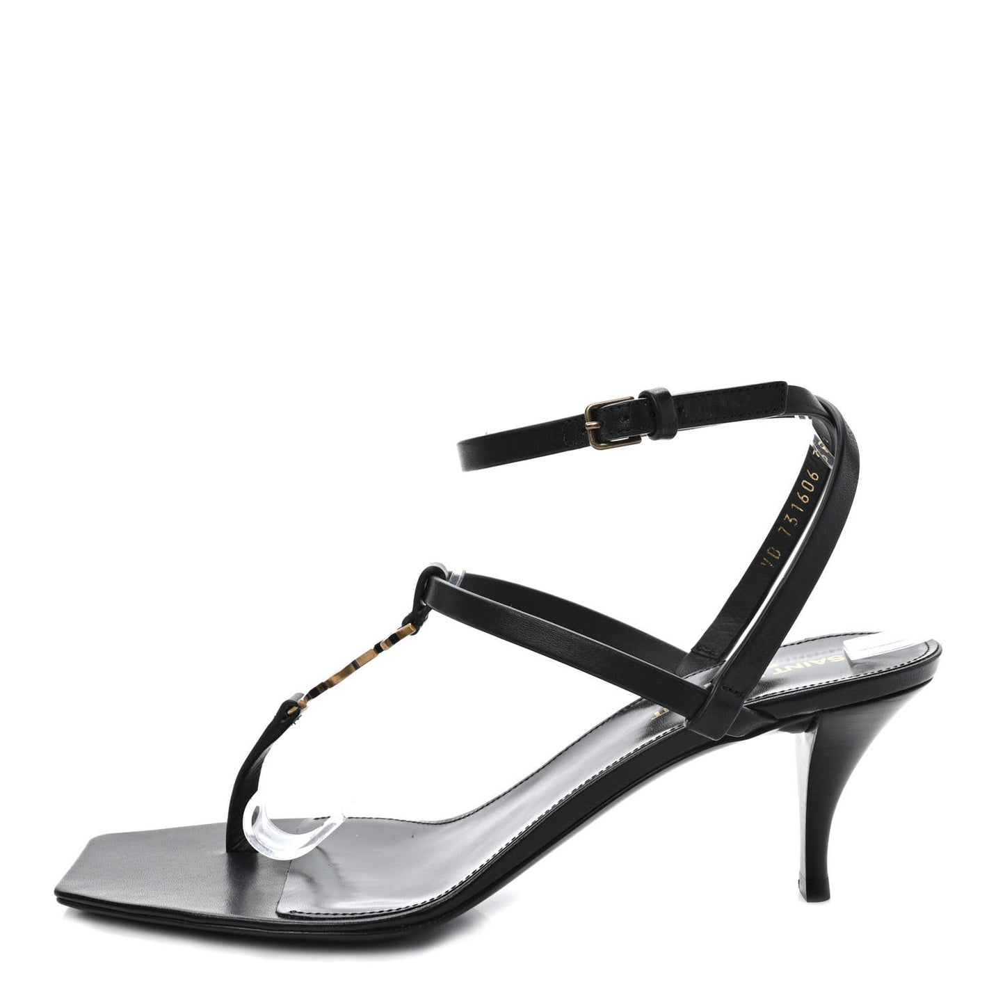 Calfskin Cassandra 60 Ankle Strap Sandals 38.5 Black