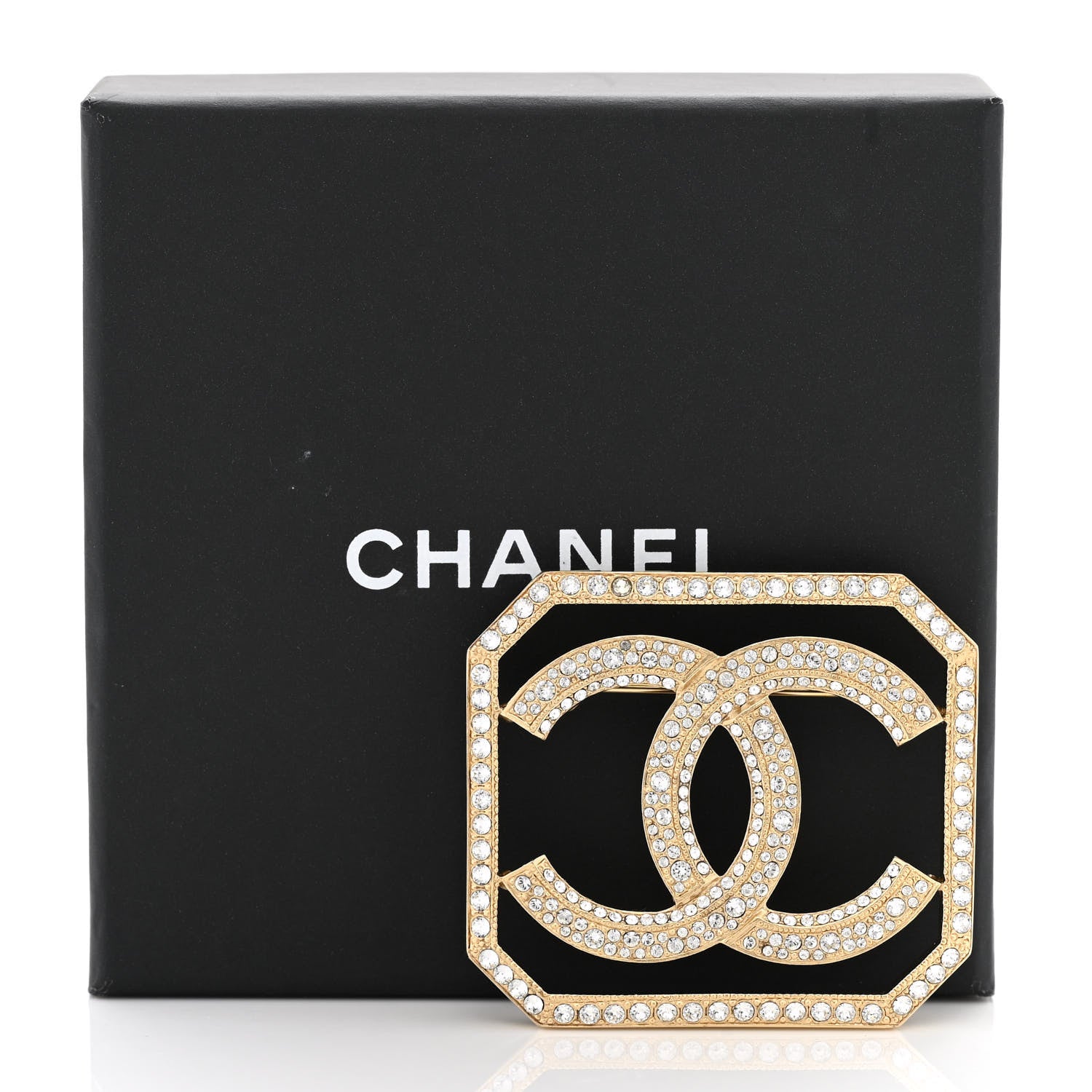 Chanel Crystal CC Brooch Gold 6 of 6