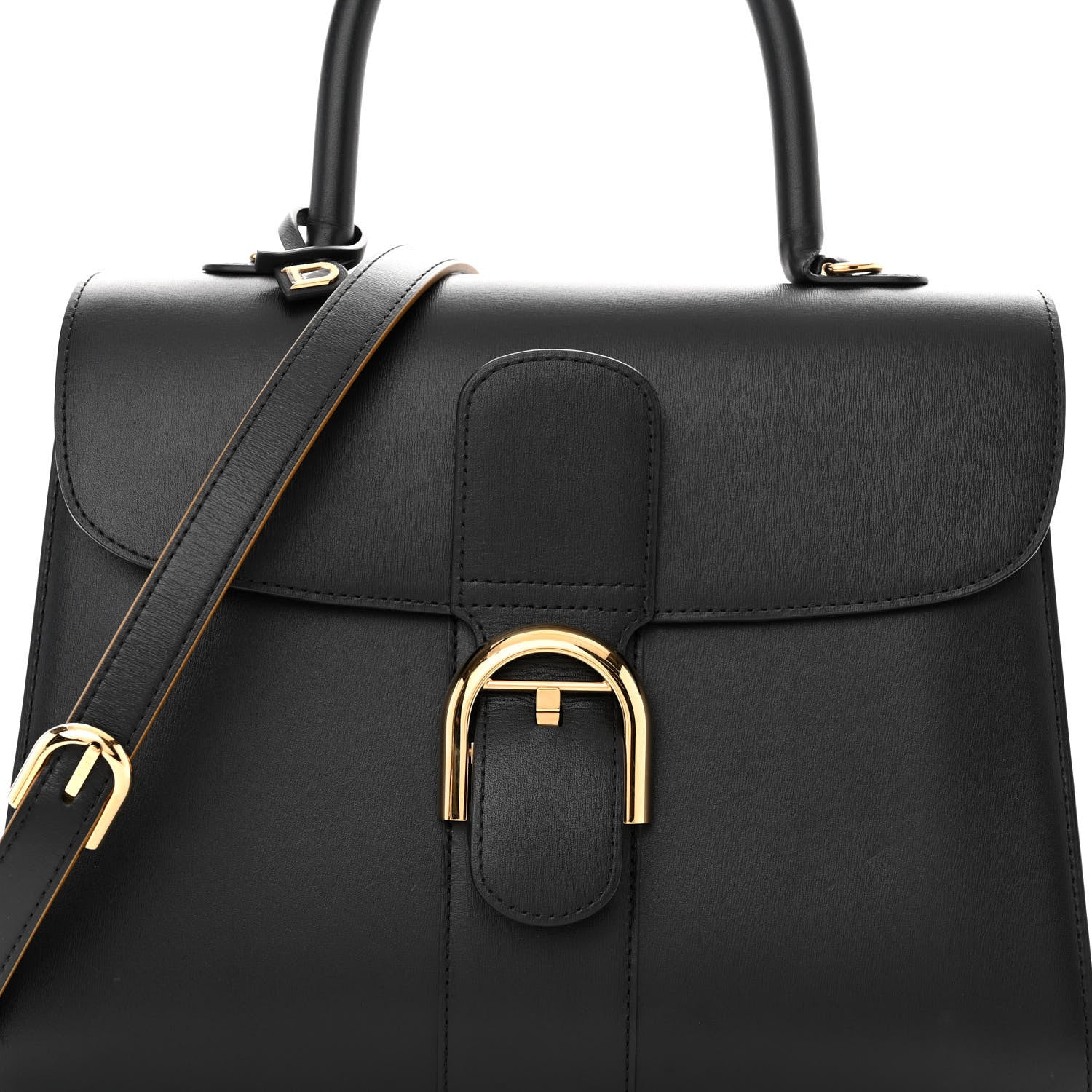 Delvaux Box Calfskin MM Brillant Satchel Black Gold 8 of 10