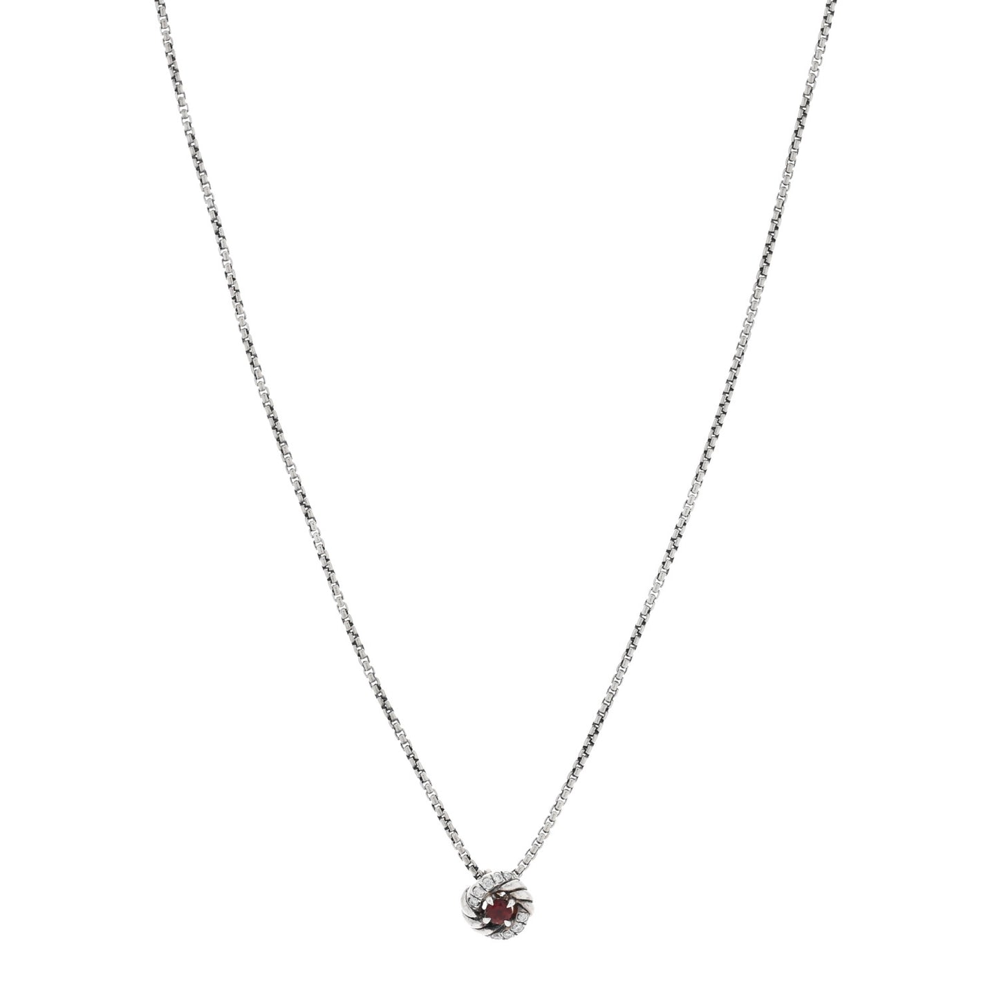Sterling Silver Diamond Garnet 8mm Petite Infinity Pendant Necklace