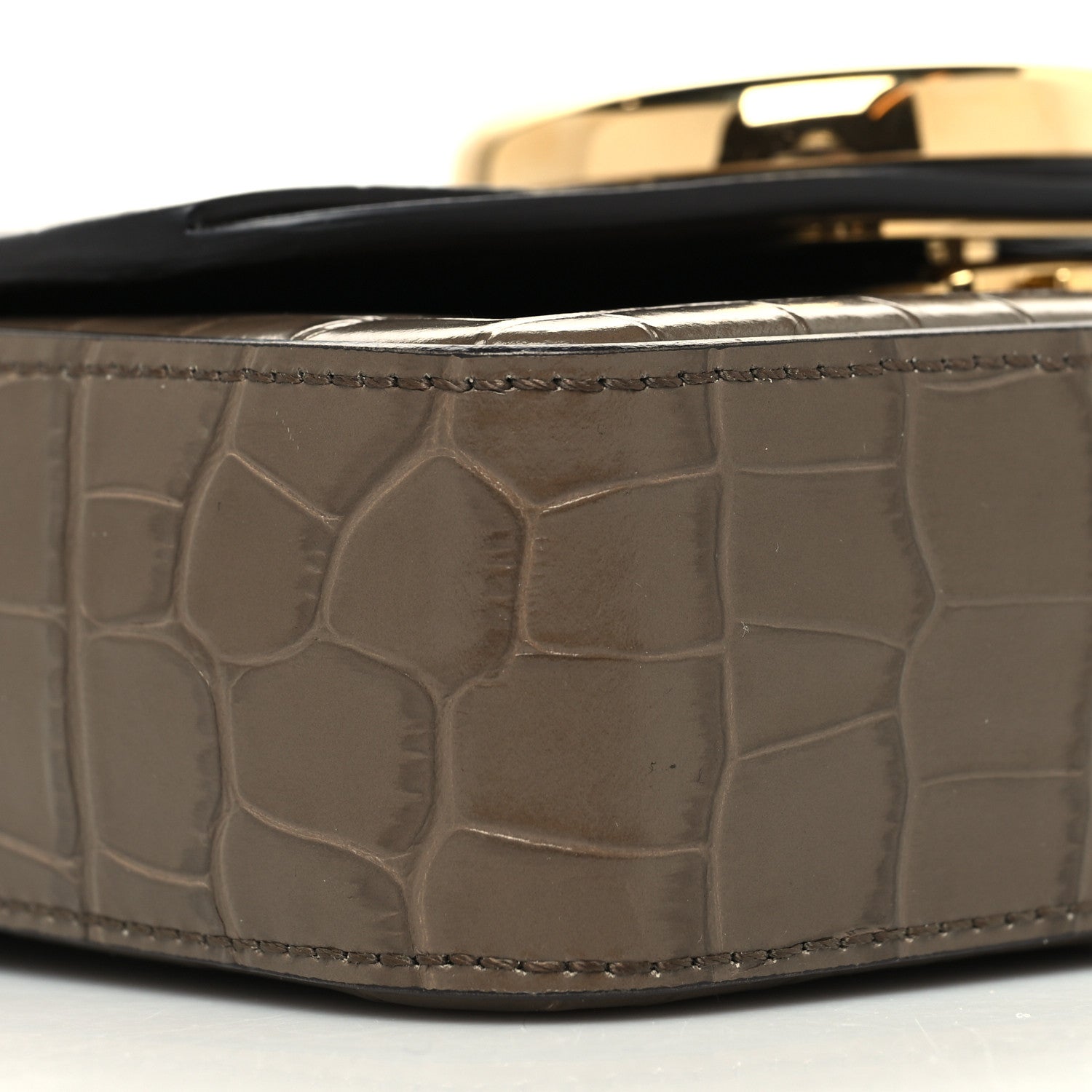 Chloe Calfskin Crocodile Embossed Mini C Double Carry Army Green 9 of 12