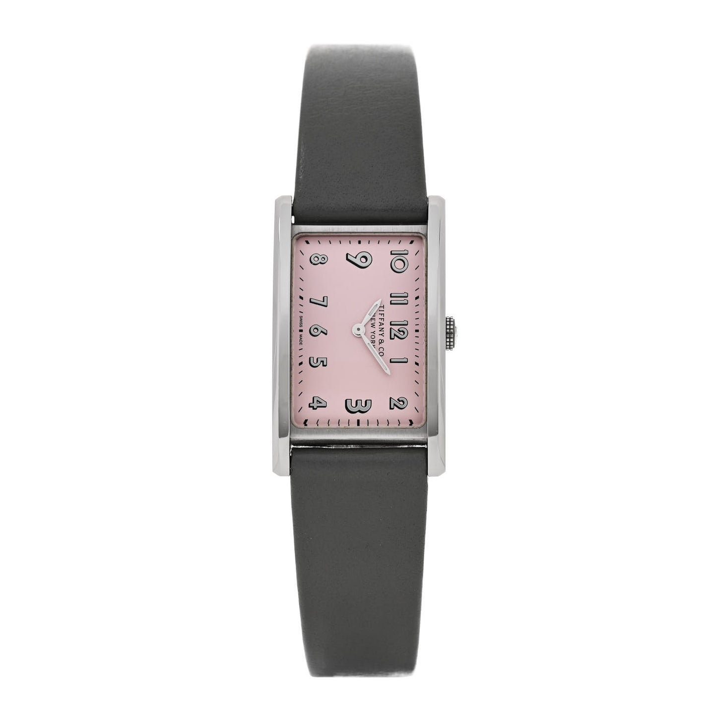 Stainless Steel Calfskin 22mm East West Quartz Watch Pink