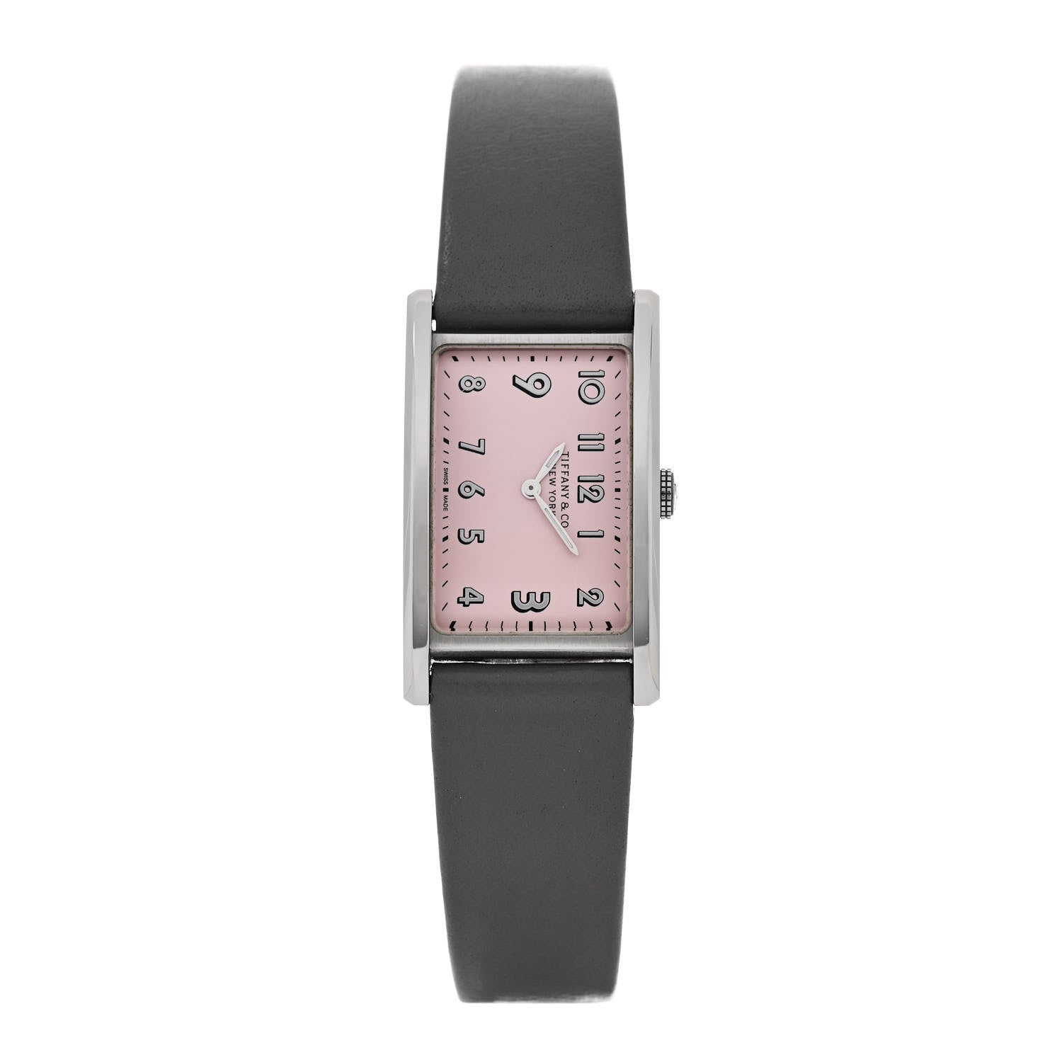 Tiffany Stainless Steel Calfskin 22mm East West Quartz Watch Pink 1 of 5