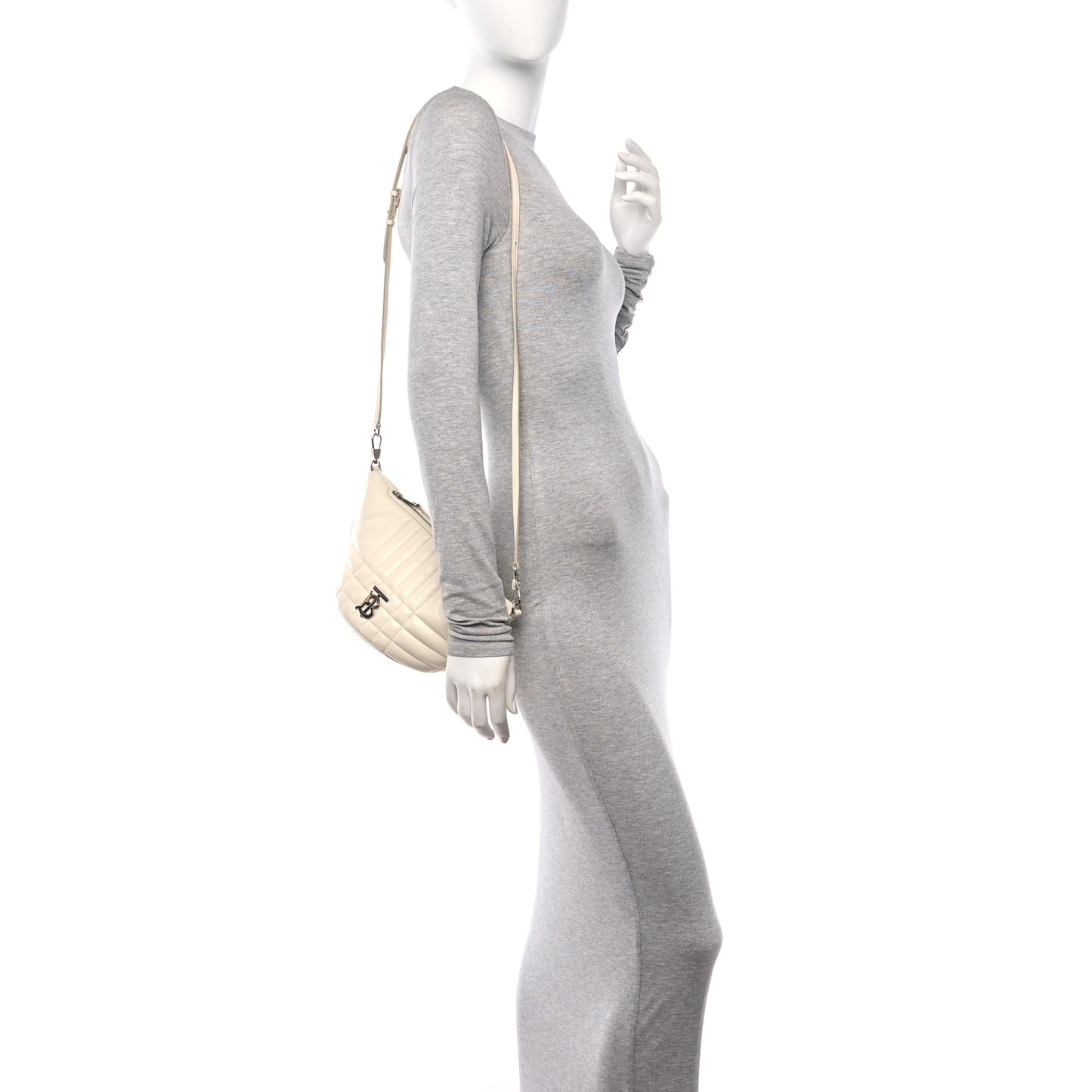 Lambskin Quilted Small Crescent Lola Bag Pale Vanilla
