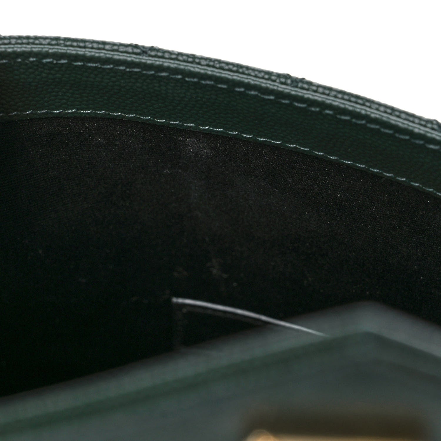 Saint Laurent Grain De Poudre Textured Mixed Matelasse Triquilt Monogram Clutch Vert Fonce 9 of 10