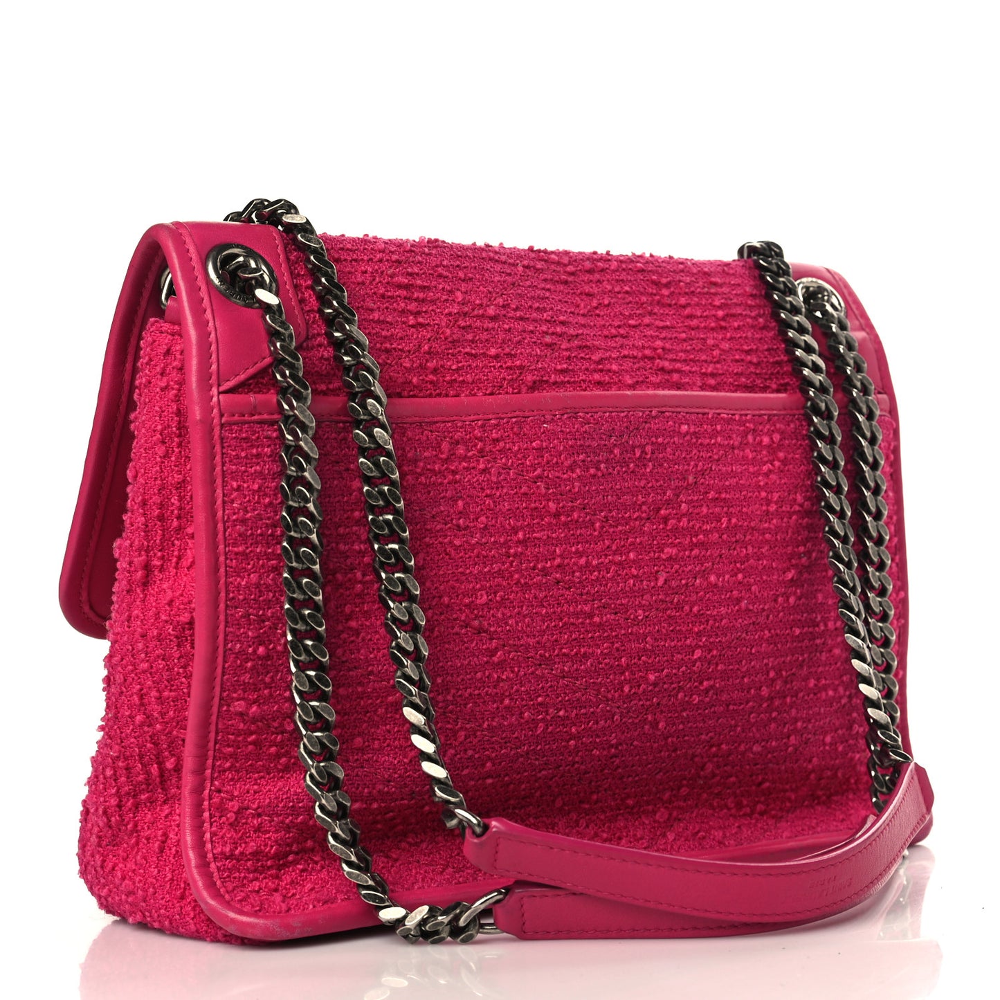 Boucle Tweed Monogram Medium Niki Chain Satchel Pink