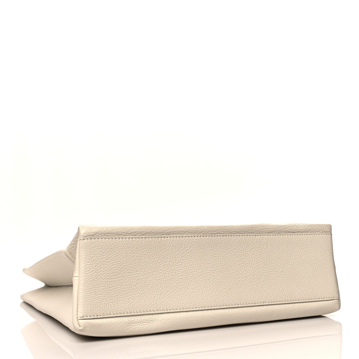 Calfskin Medium Logo North South Shopping Tote White